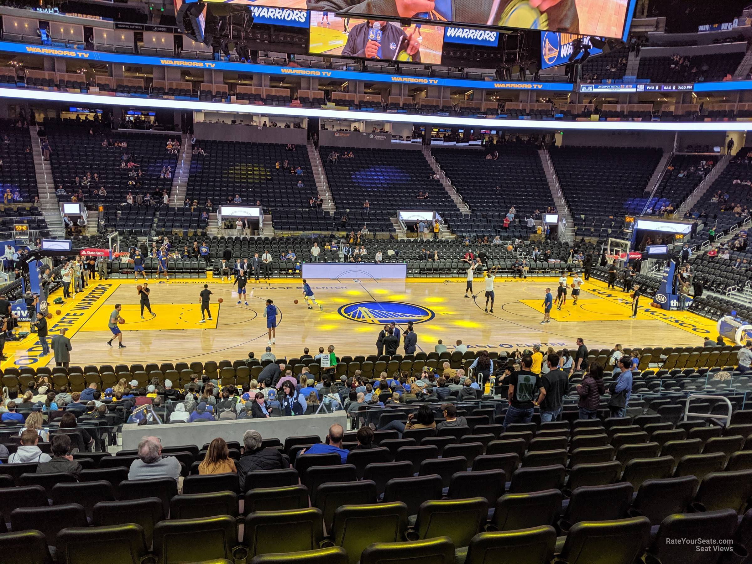 section 104, row 13 seat view  for basketball - chase center