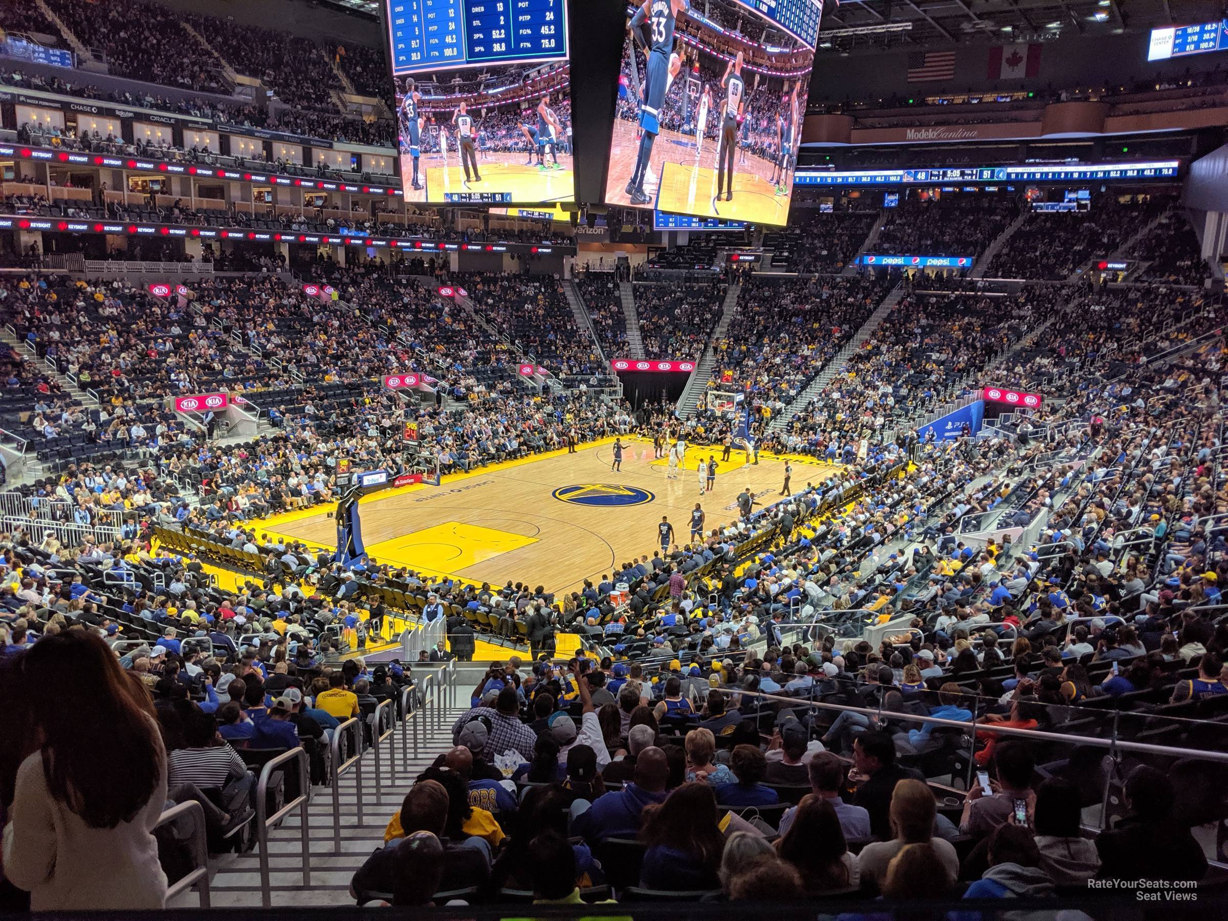 section 107, row 25 seat view  for basketball - chase center