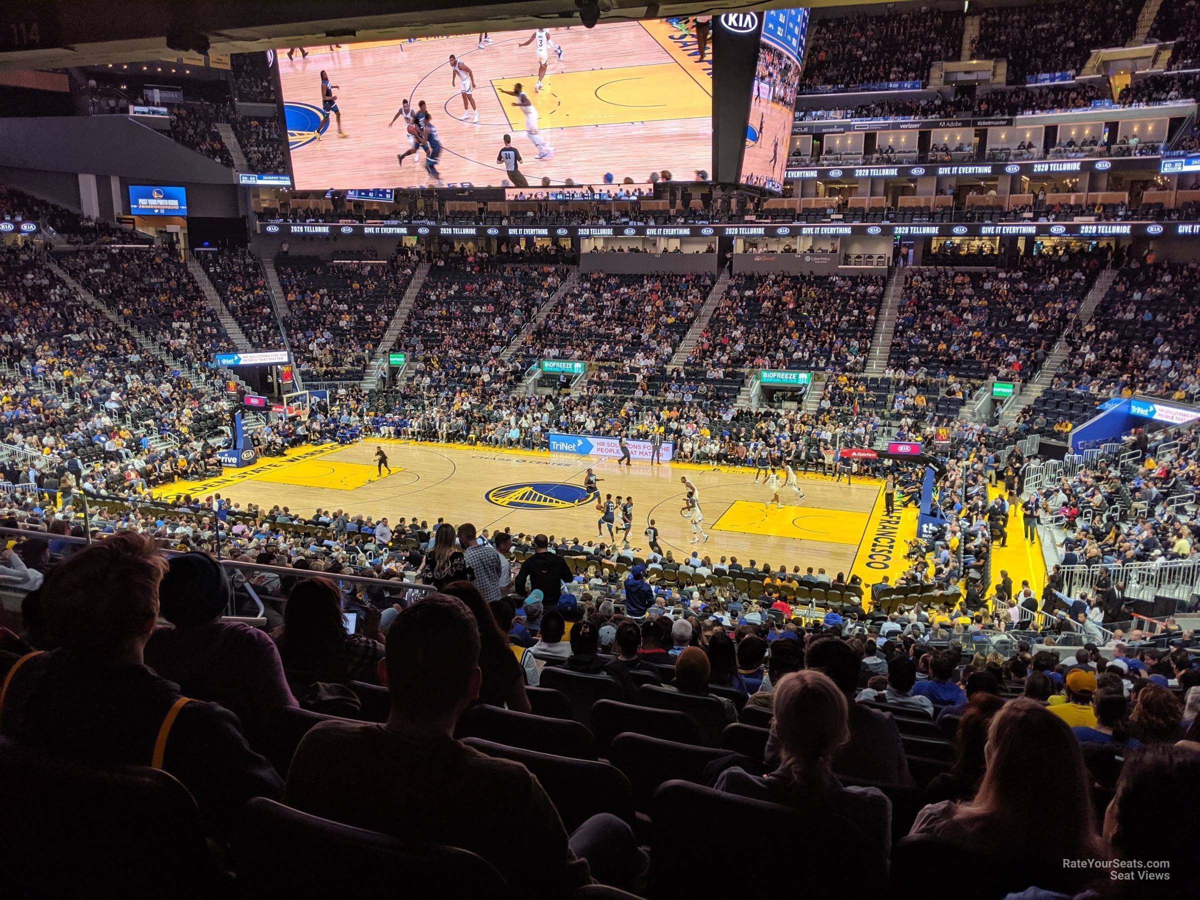 section 114, row 20 seat view  for basketball - chase center