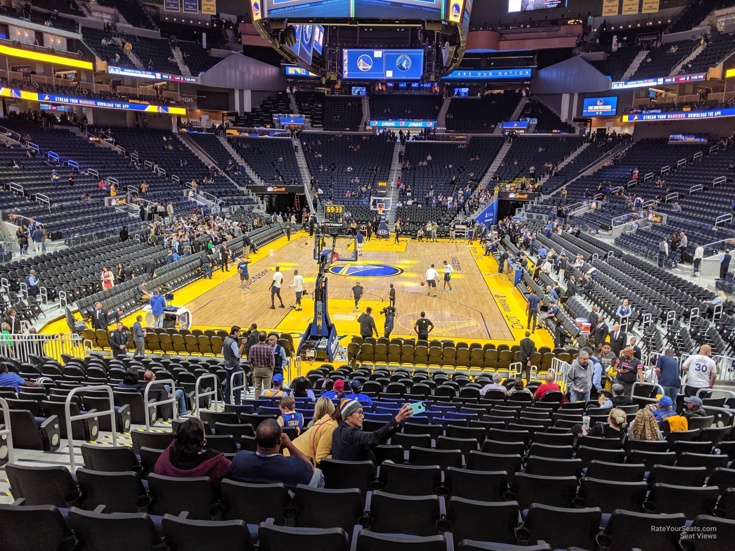 section 121, row 17 seat view  for basketball - chase center