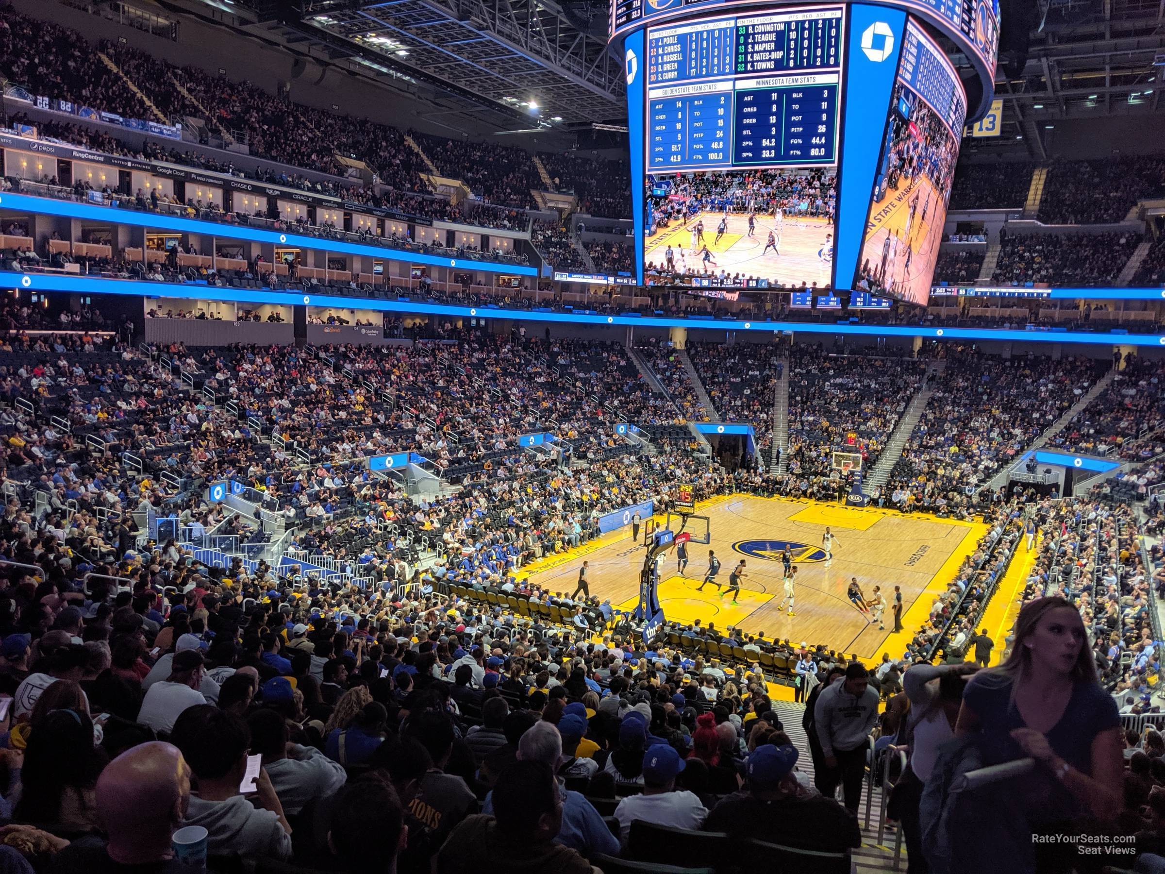section 121, row 27 seat view  for basketball - chase center