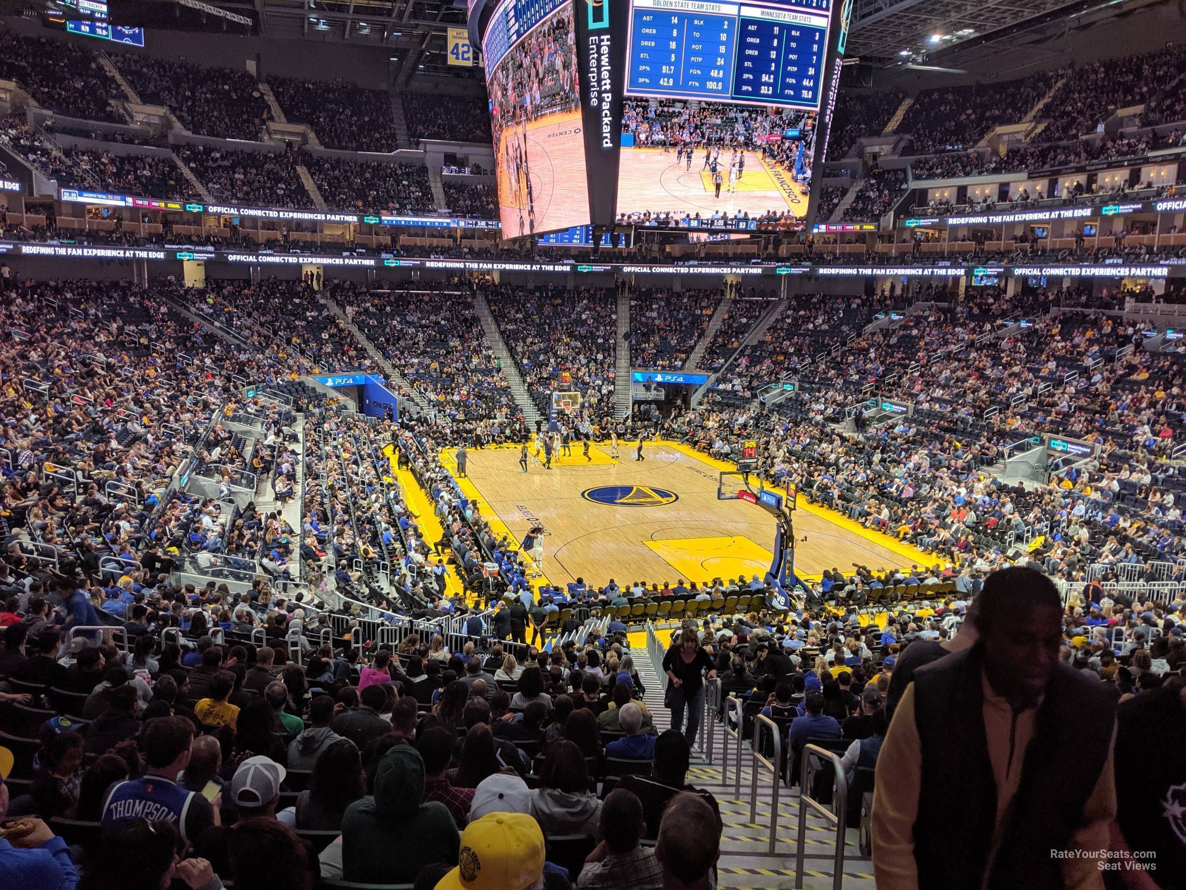 section 123, row 27 seat view  for basketball - chase center