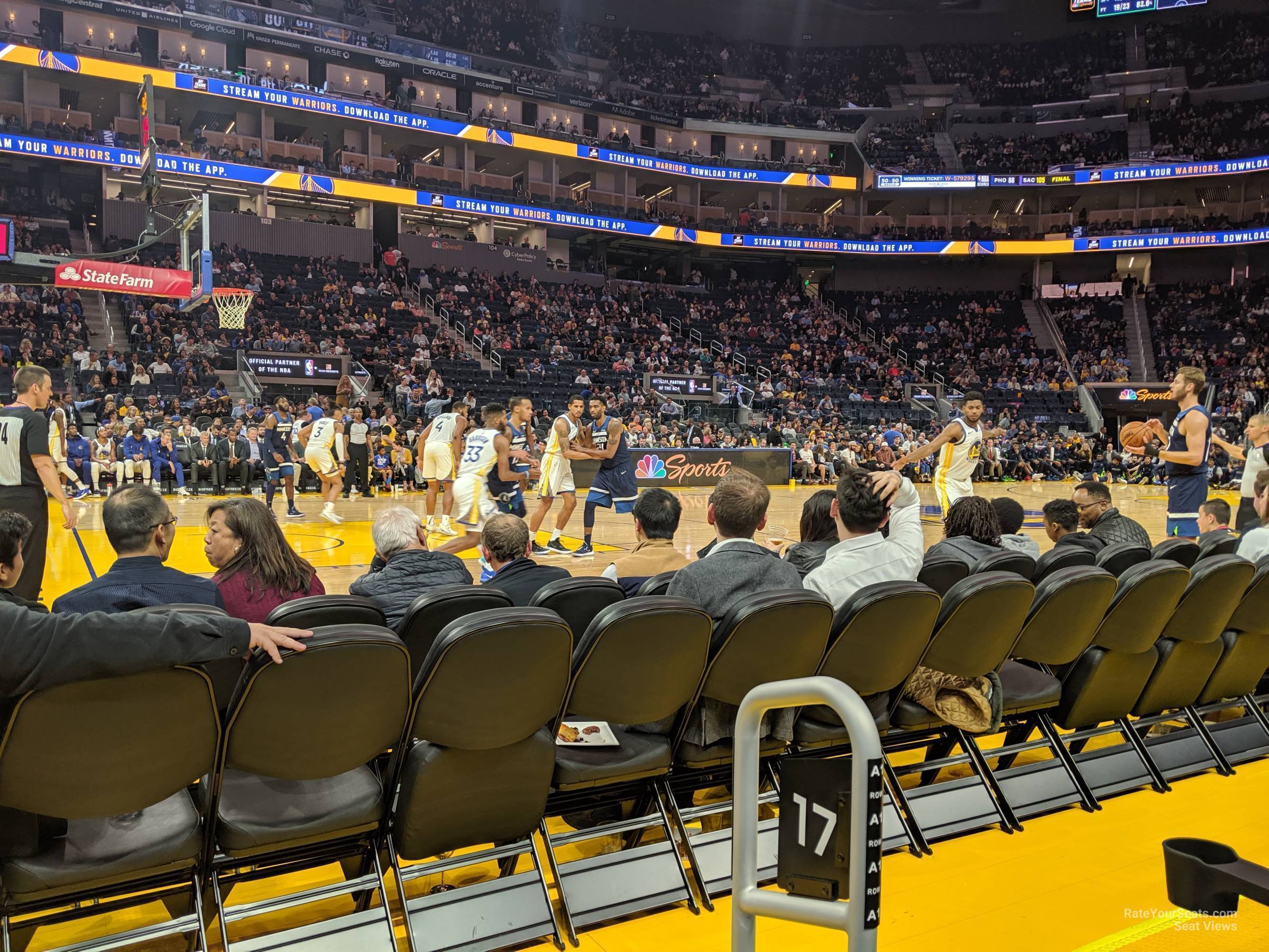 section 17, row a2 seat view  for basketball - chase center