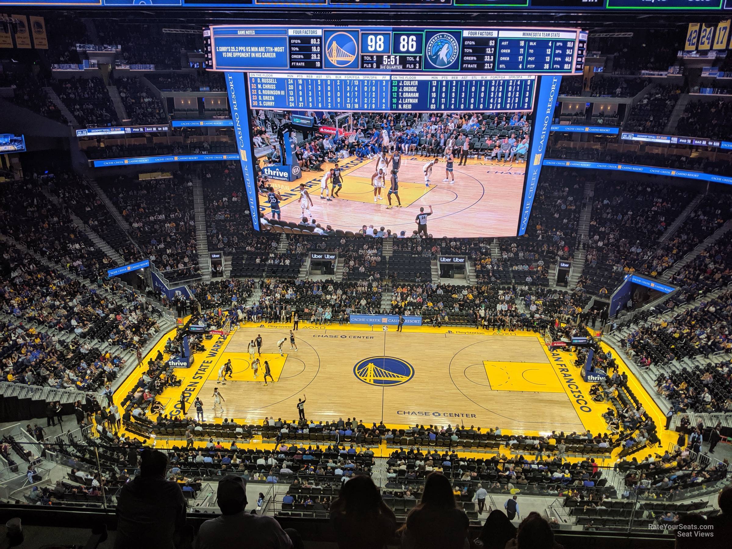 section 220, row 8 seat view  for basketball - chase center