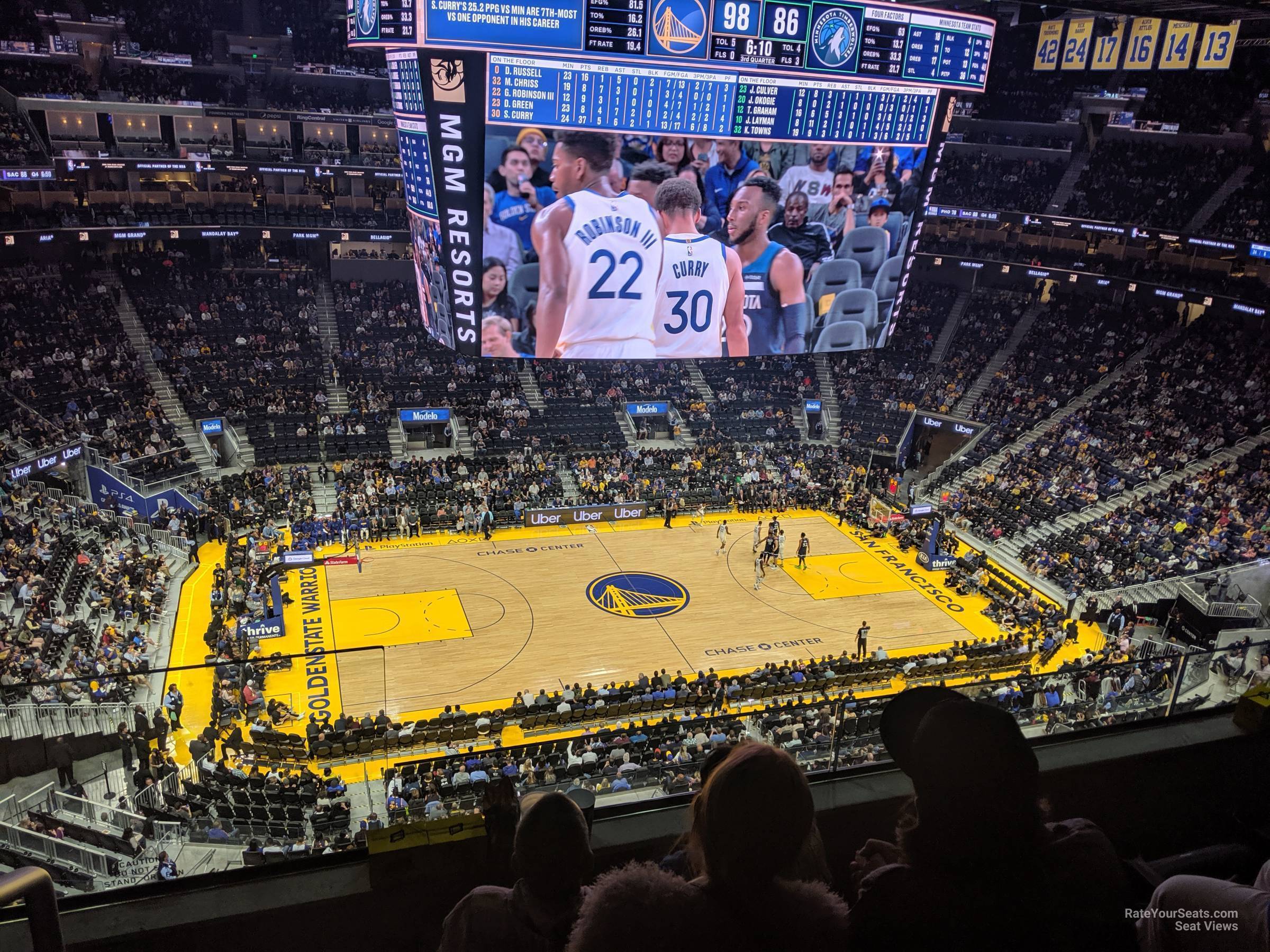 section 221, row 8 seat view  for basketball - chase center