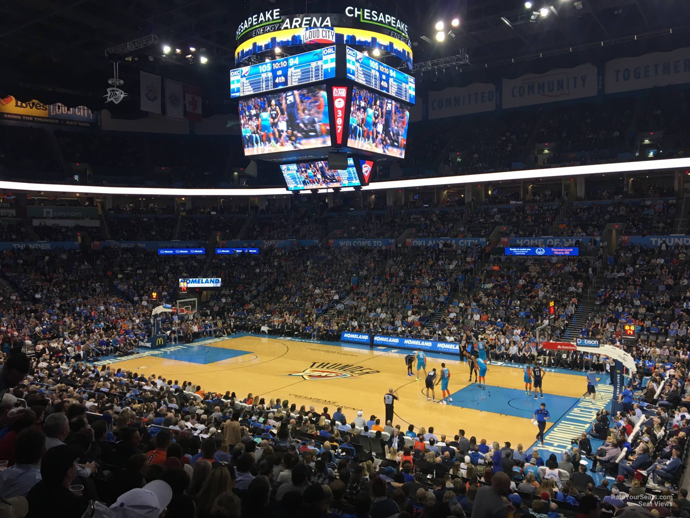 section 104, row u seat view  for basketball - paycom center