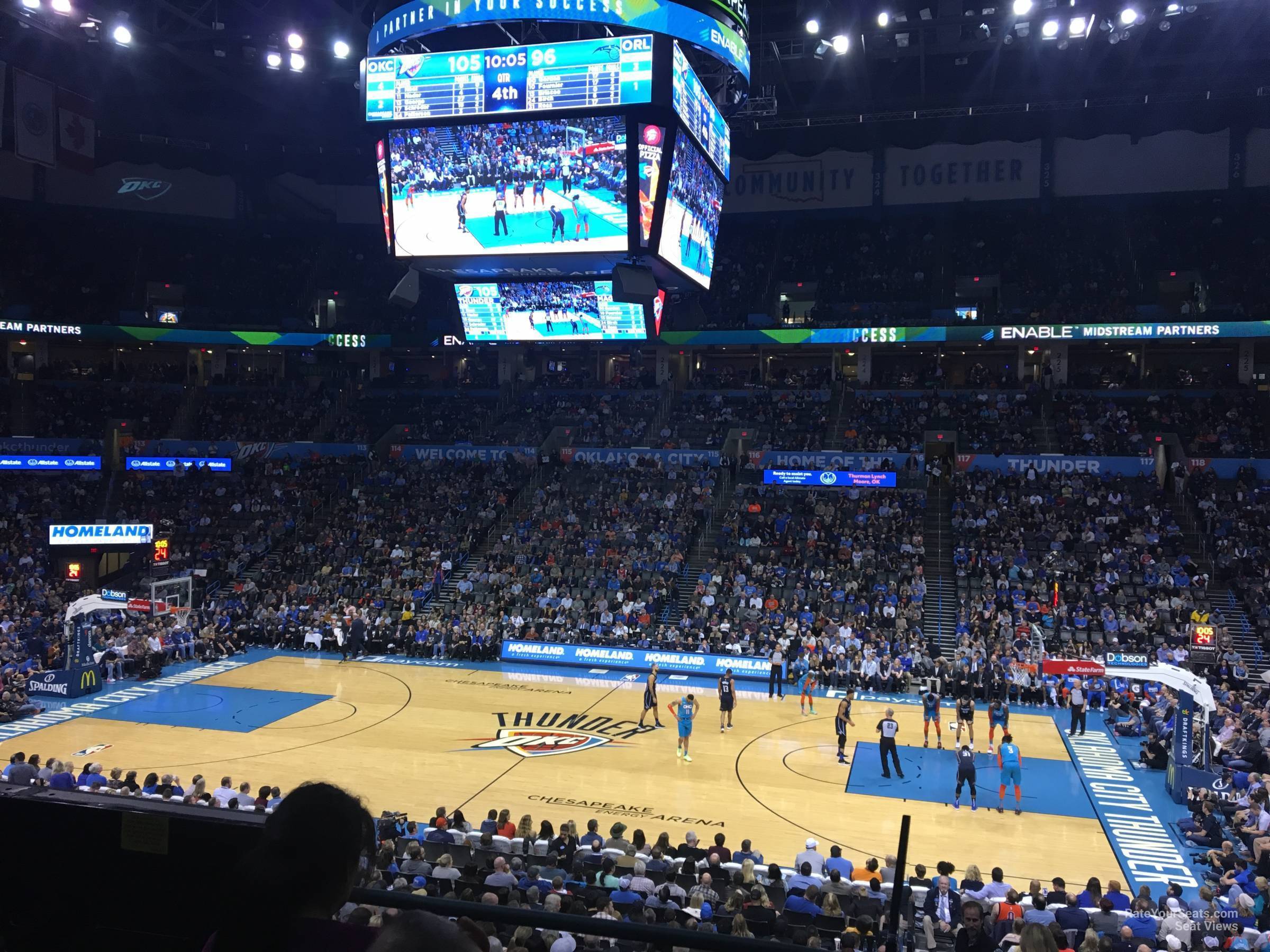section 105, row u seat view  for basketball - paycom center