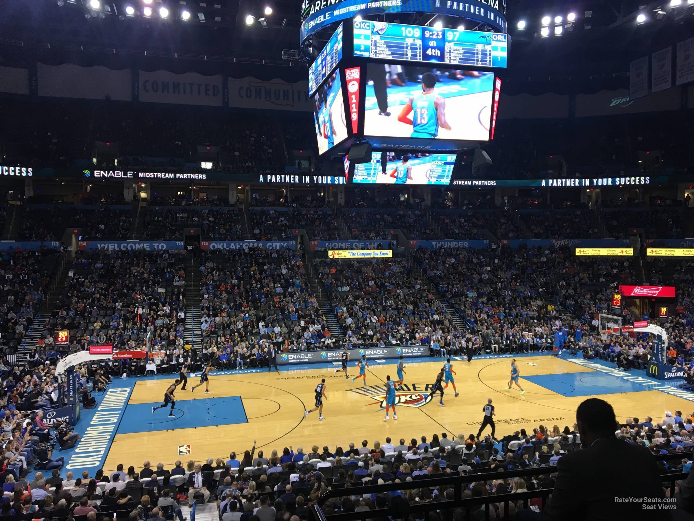 section 106, row u seat view  for basketball - paycom center