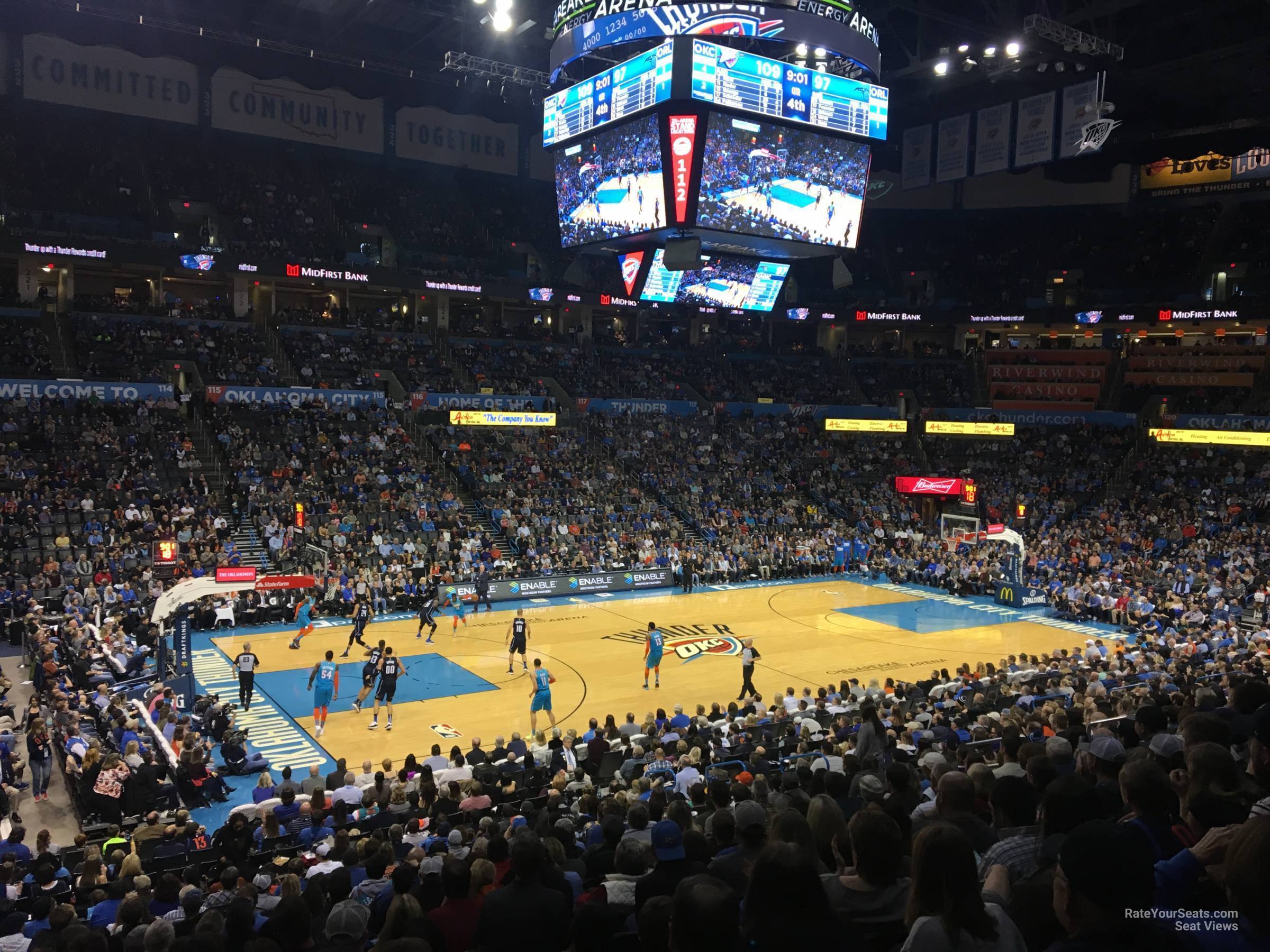 section 107, row u seat view  for basketball - paycom center