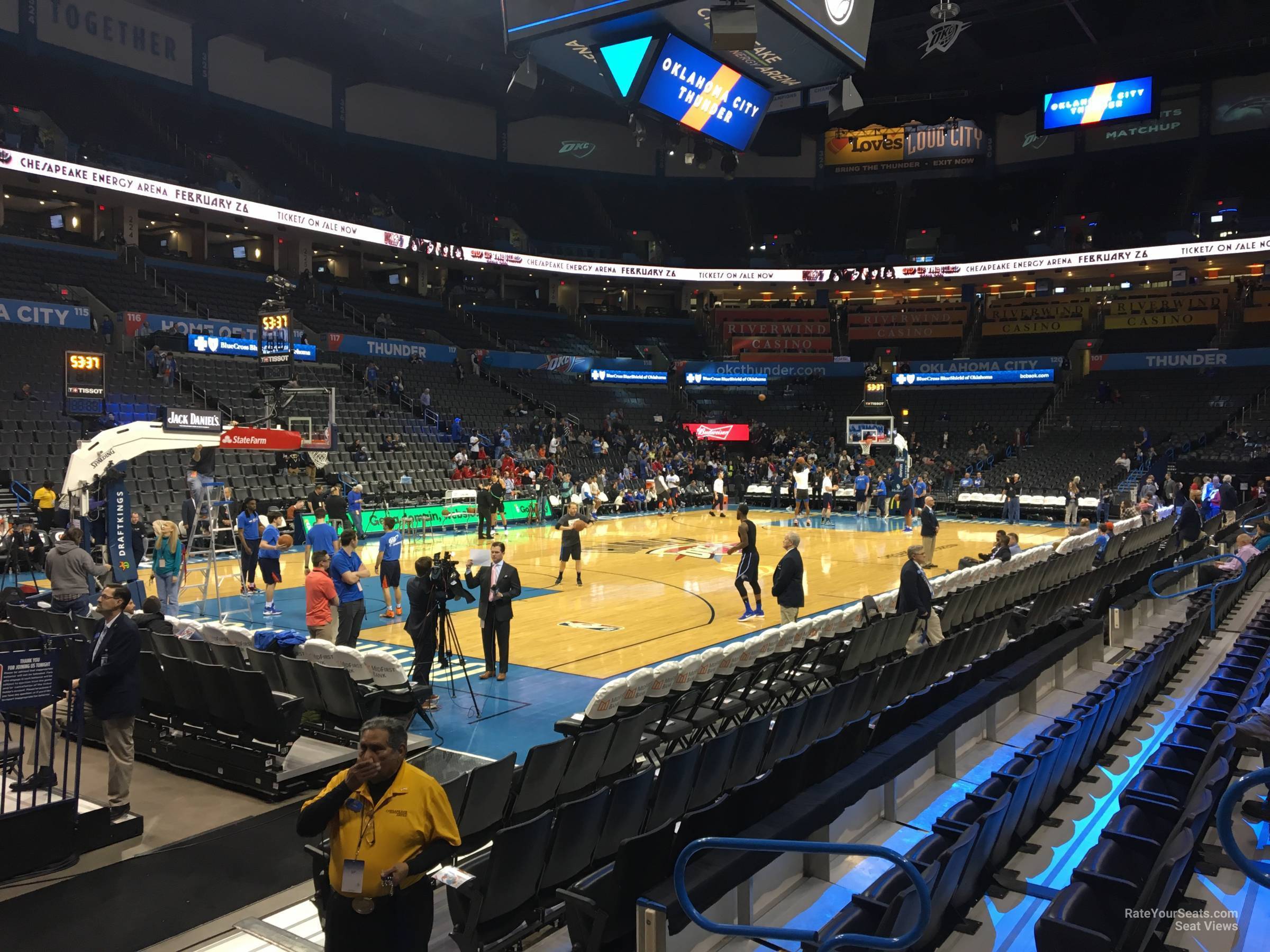 section 108, row d seat view for basketball - paycom center