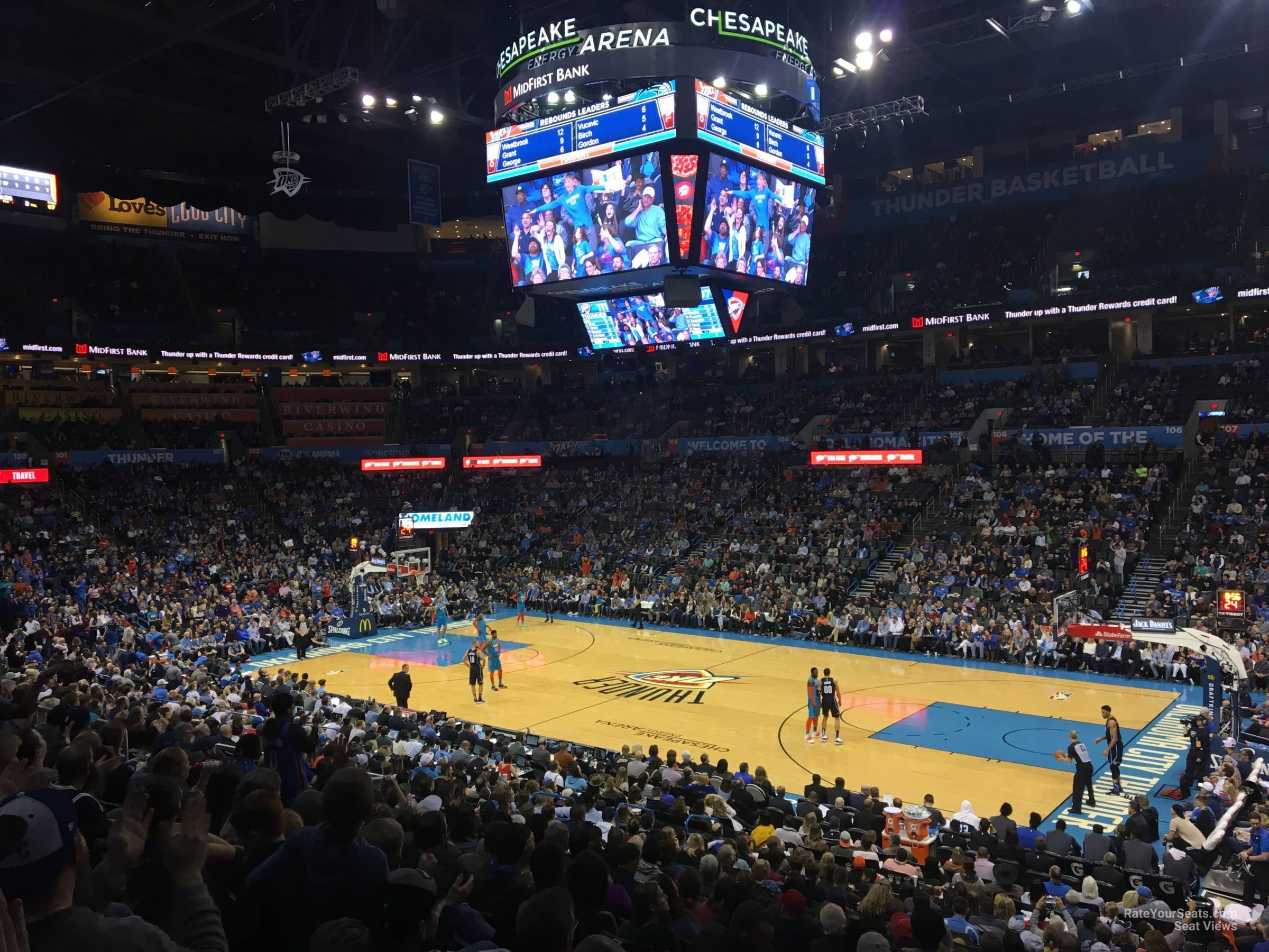 section 113, row u seat view  for basketball - paycom center