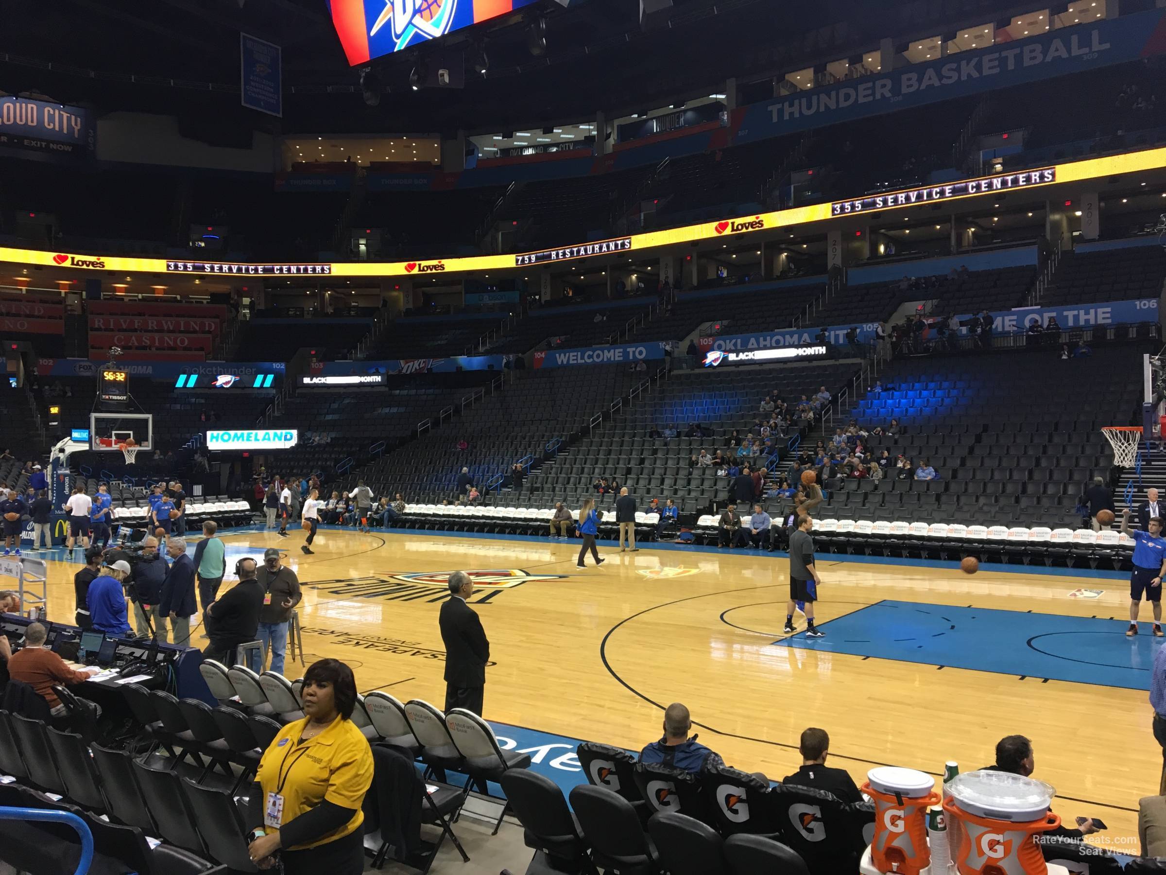 section 114, row d seat view  for basketball - paycom center