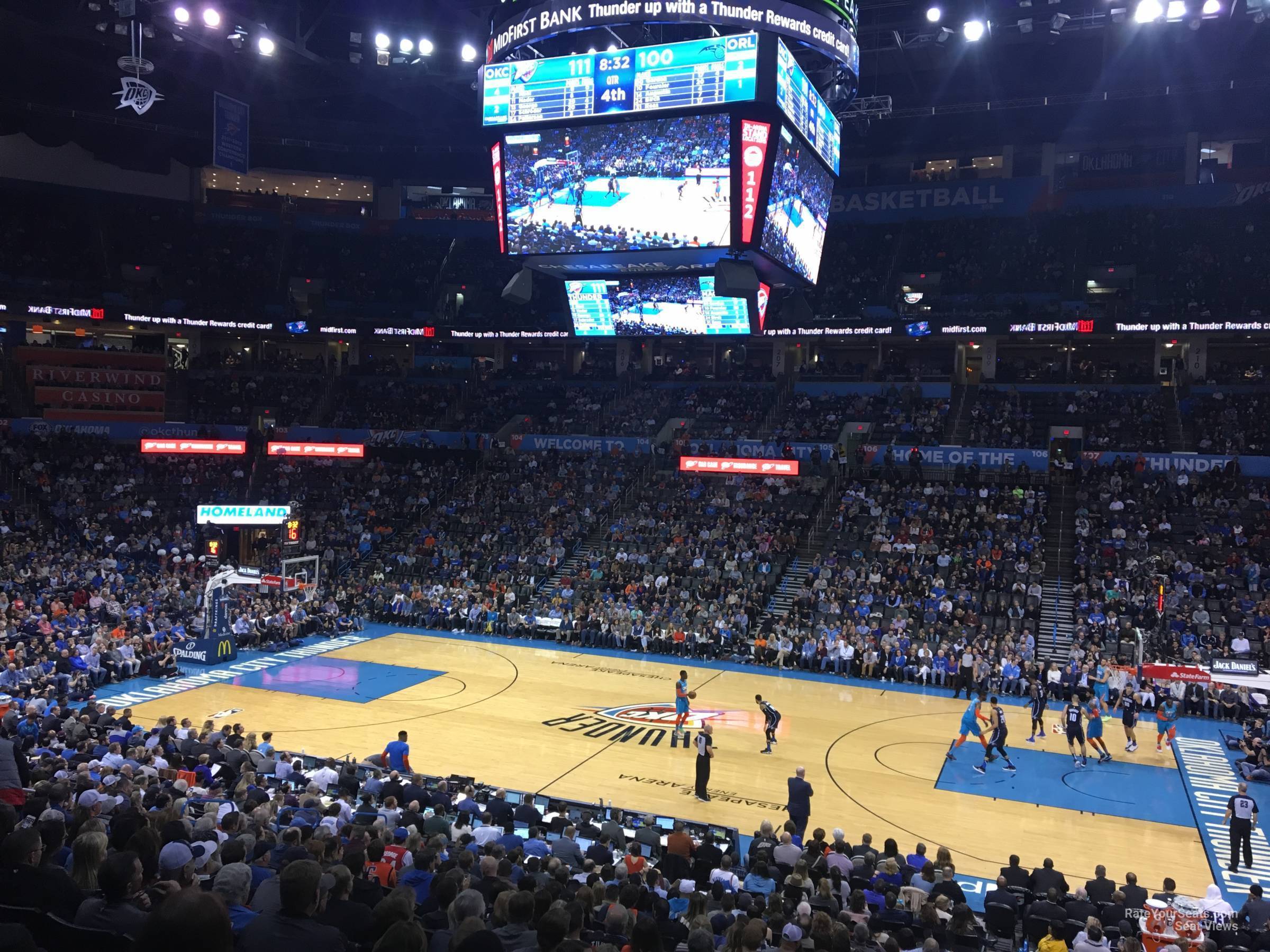section 114, row u seat view  for basketball - paycom center