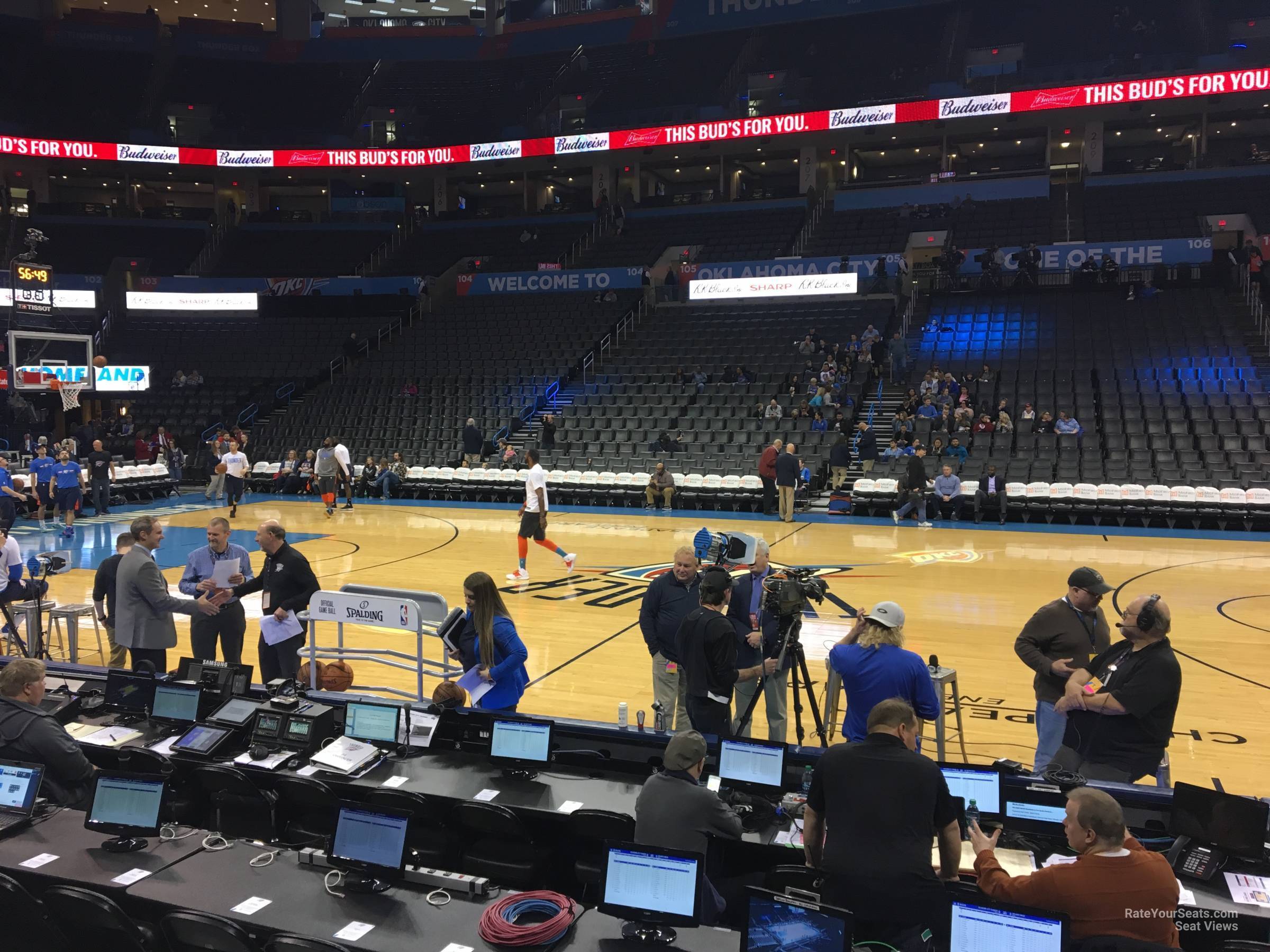 section 115, row d seat view for basketball - paycom center
