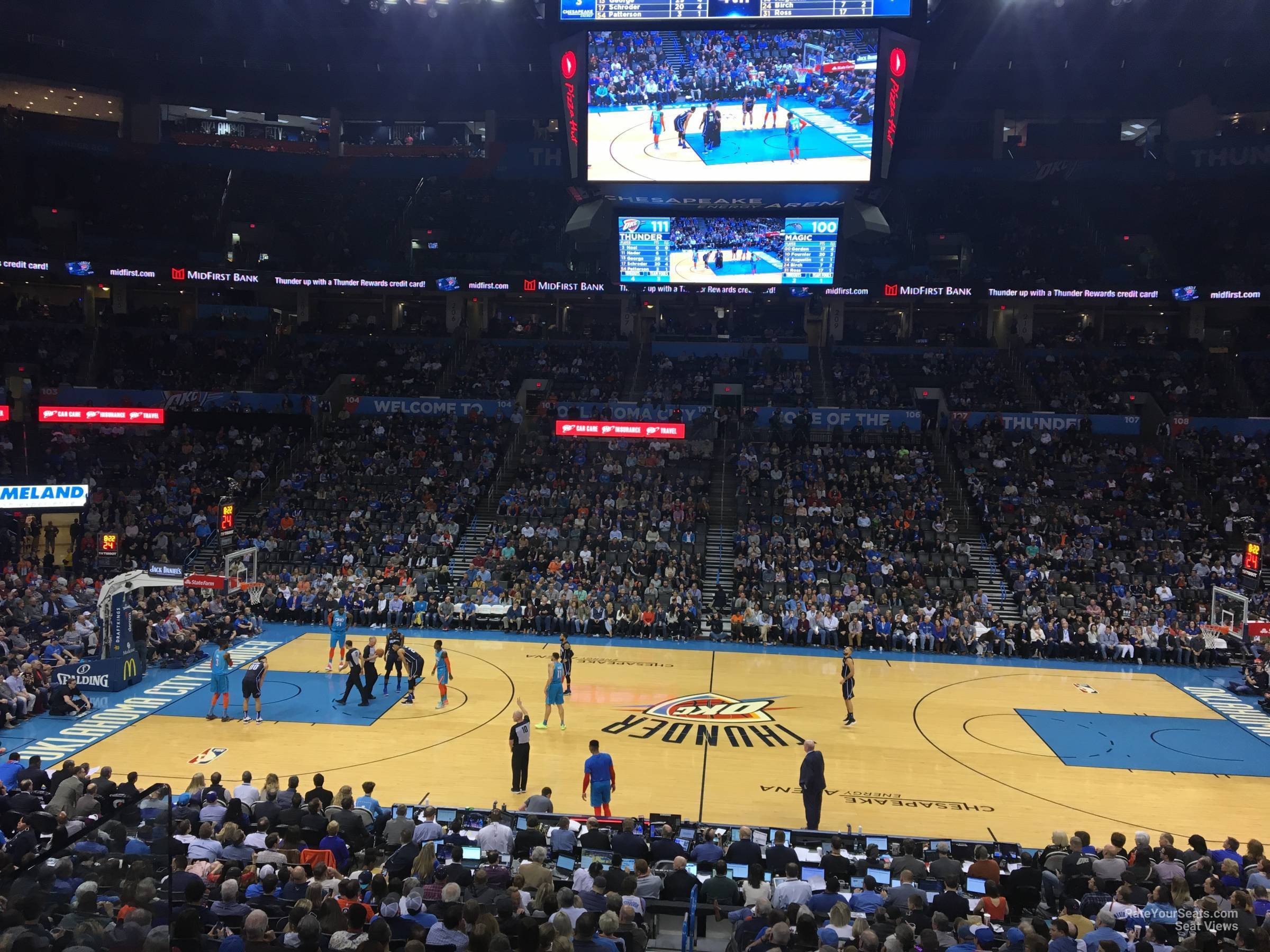 section 115, row u seat view  for basketball - paycom center