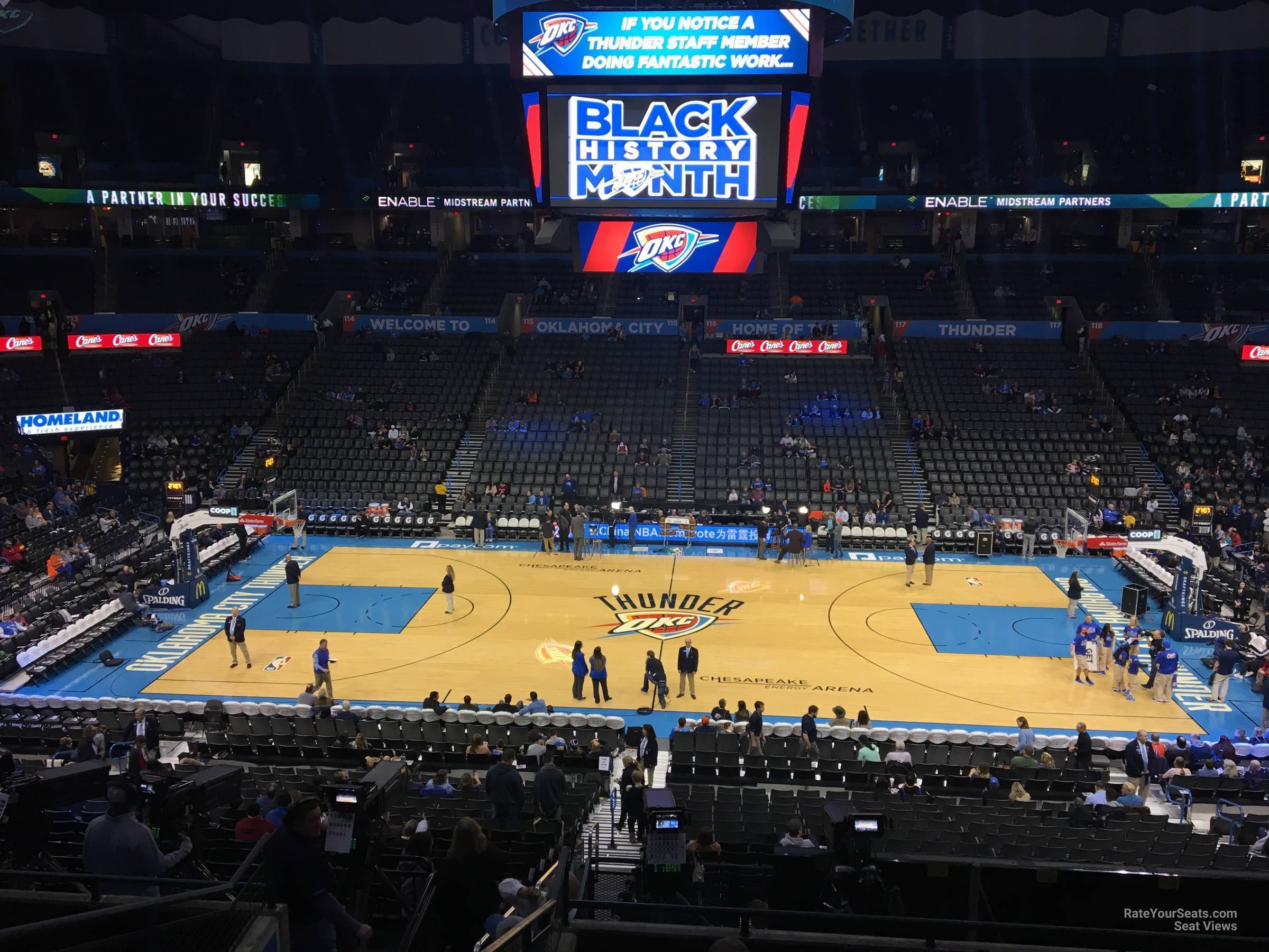 section 208, row h seat view  for basketball - paycom center