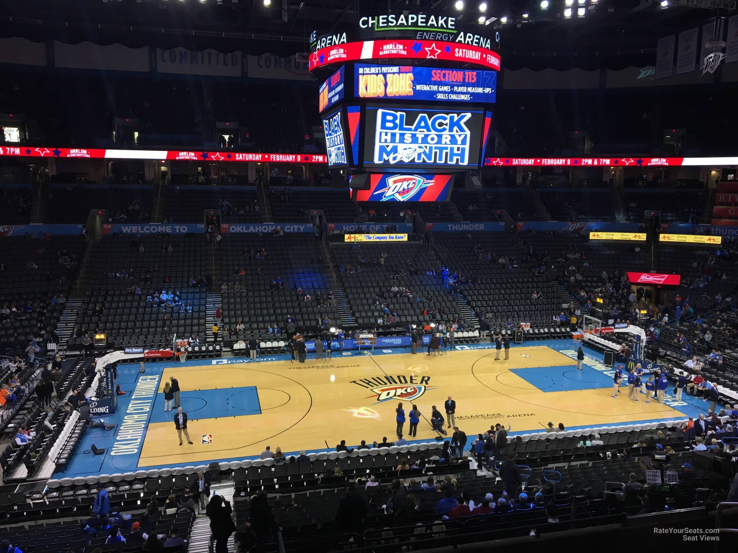 section 209, row h seat view  for basketball - paycom center