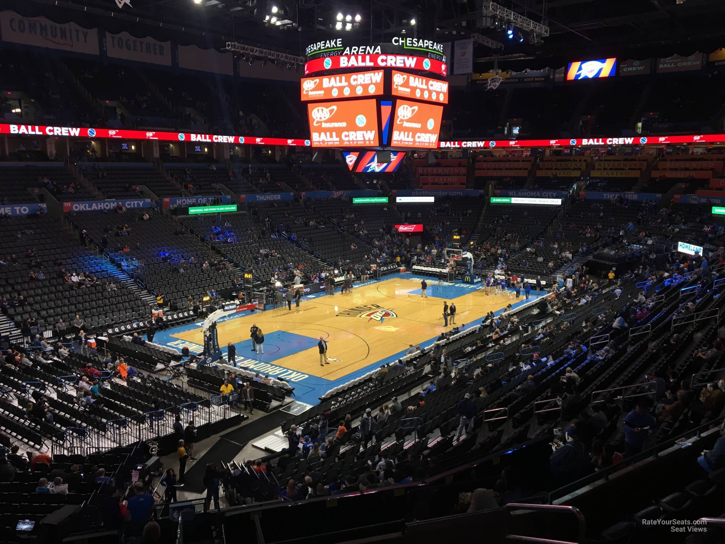 section 212, row h seat view  for basketball - paycom center