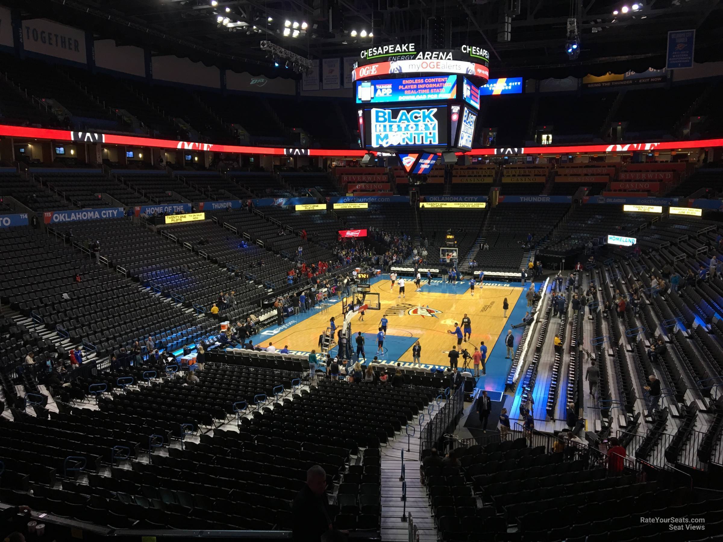 section 214, row a seat view  for basketball - paycom center
