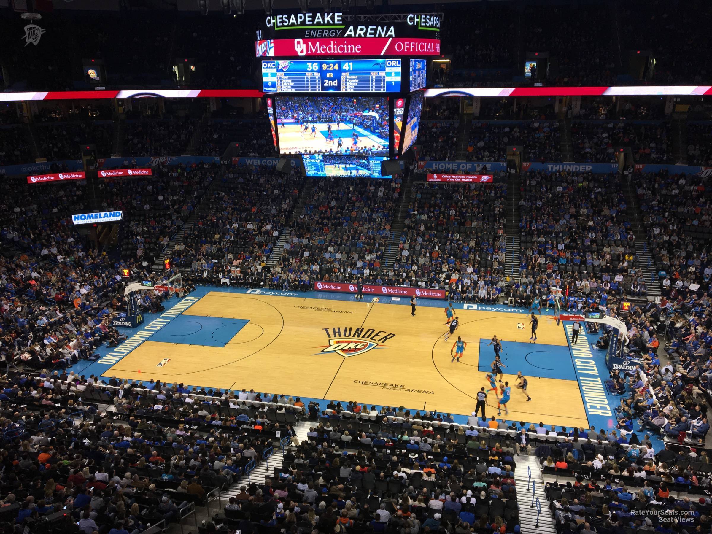 section 308, row a seat view  for basketball - paycom center