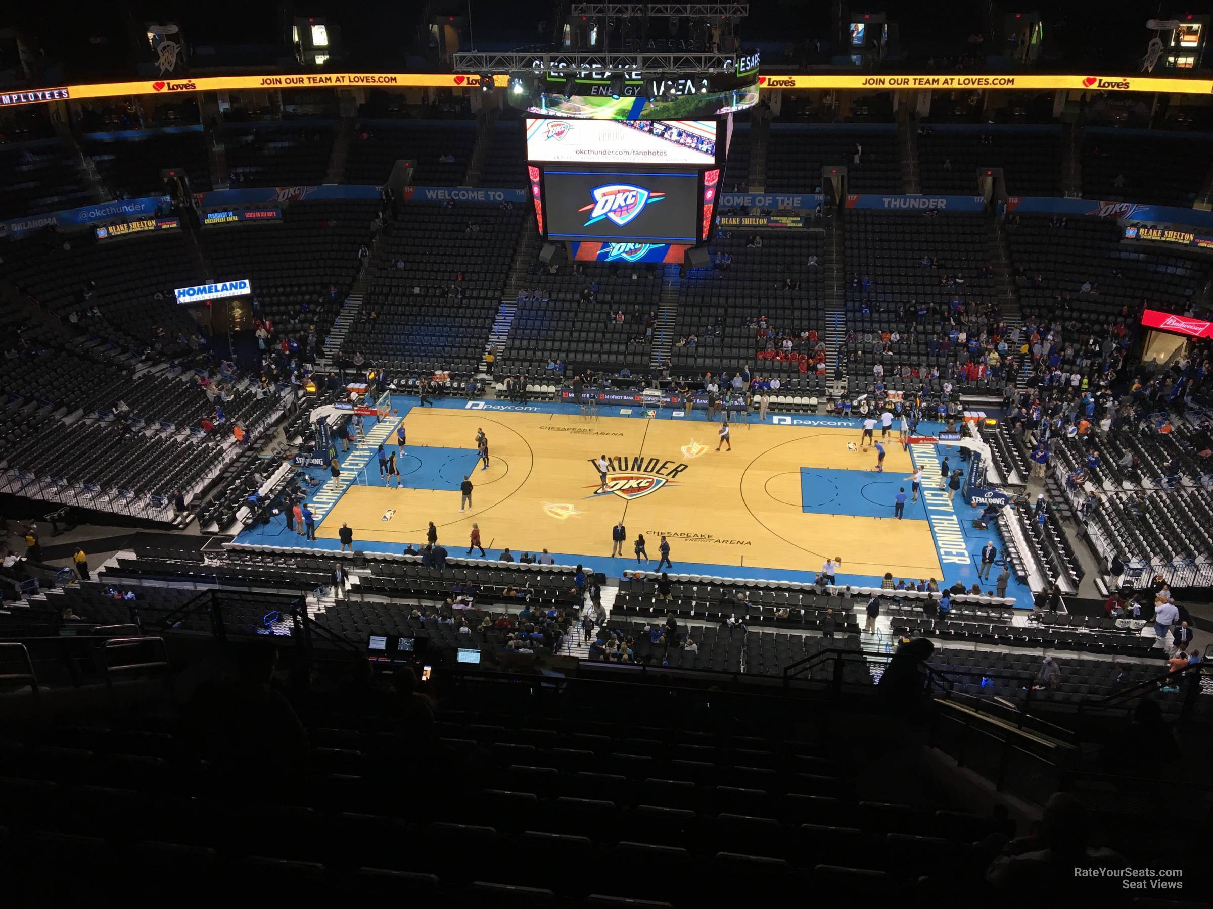 section 308, row p seat view  for basketball - paycom center