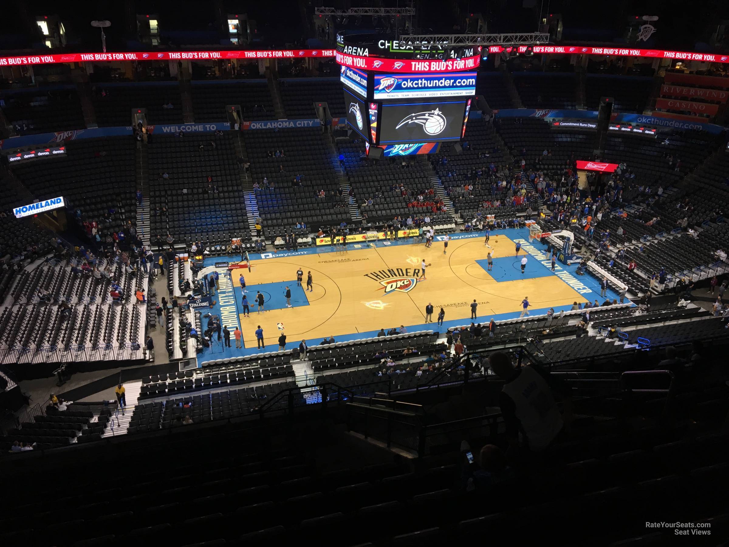 section 310, row p seat view for basketball - paycom center