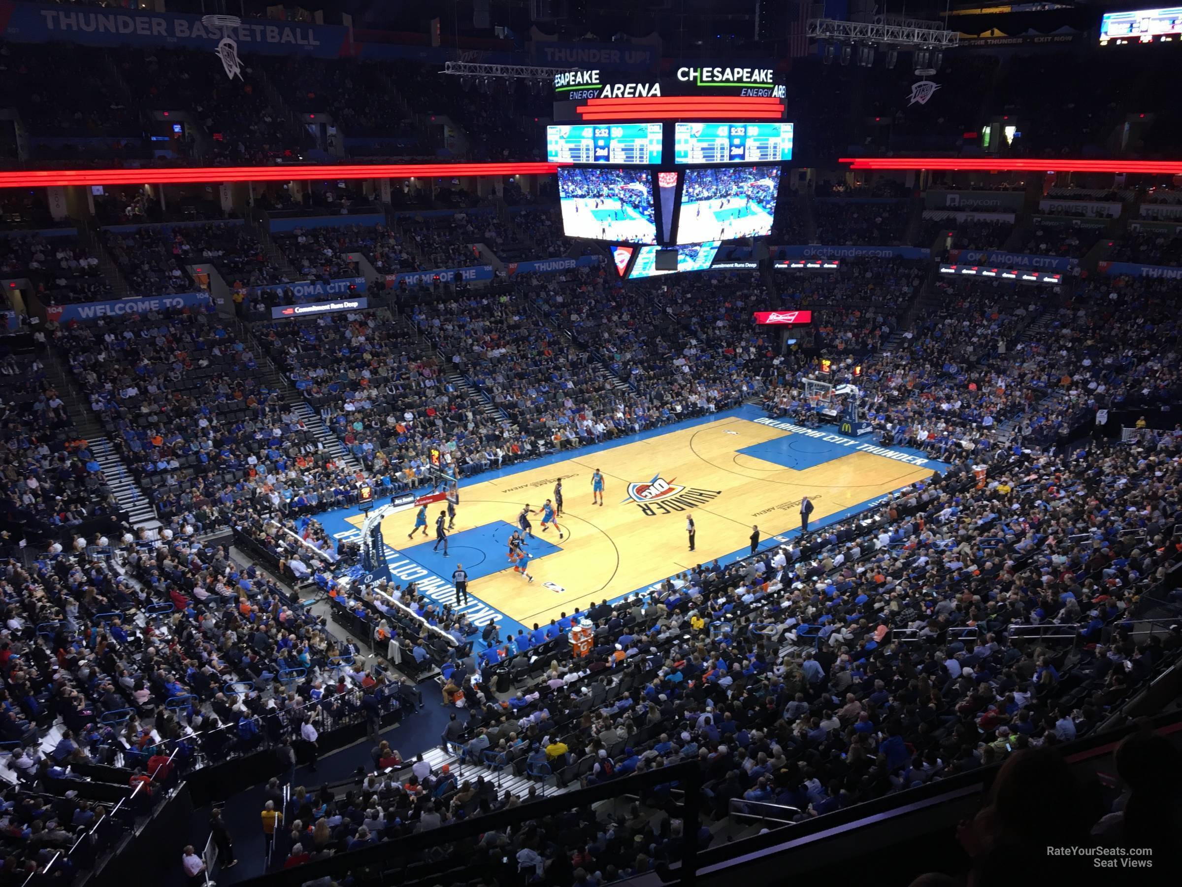 section 327, row a seat view  for basketball - paycom center