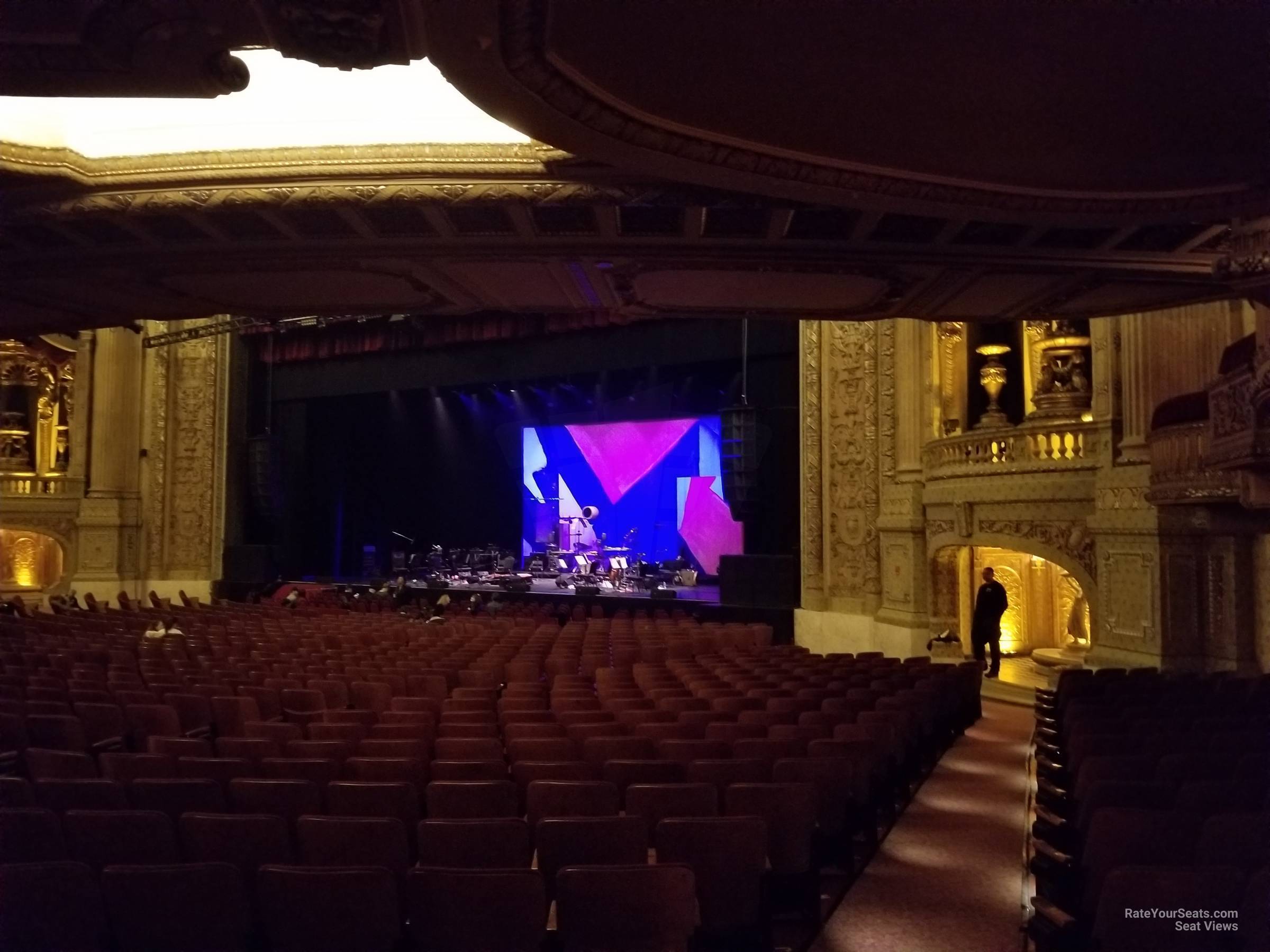 main floor 1r, row q seat view  - chicago theatre