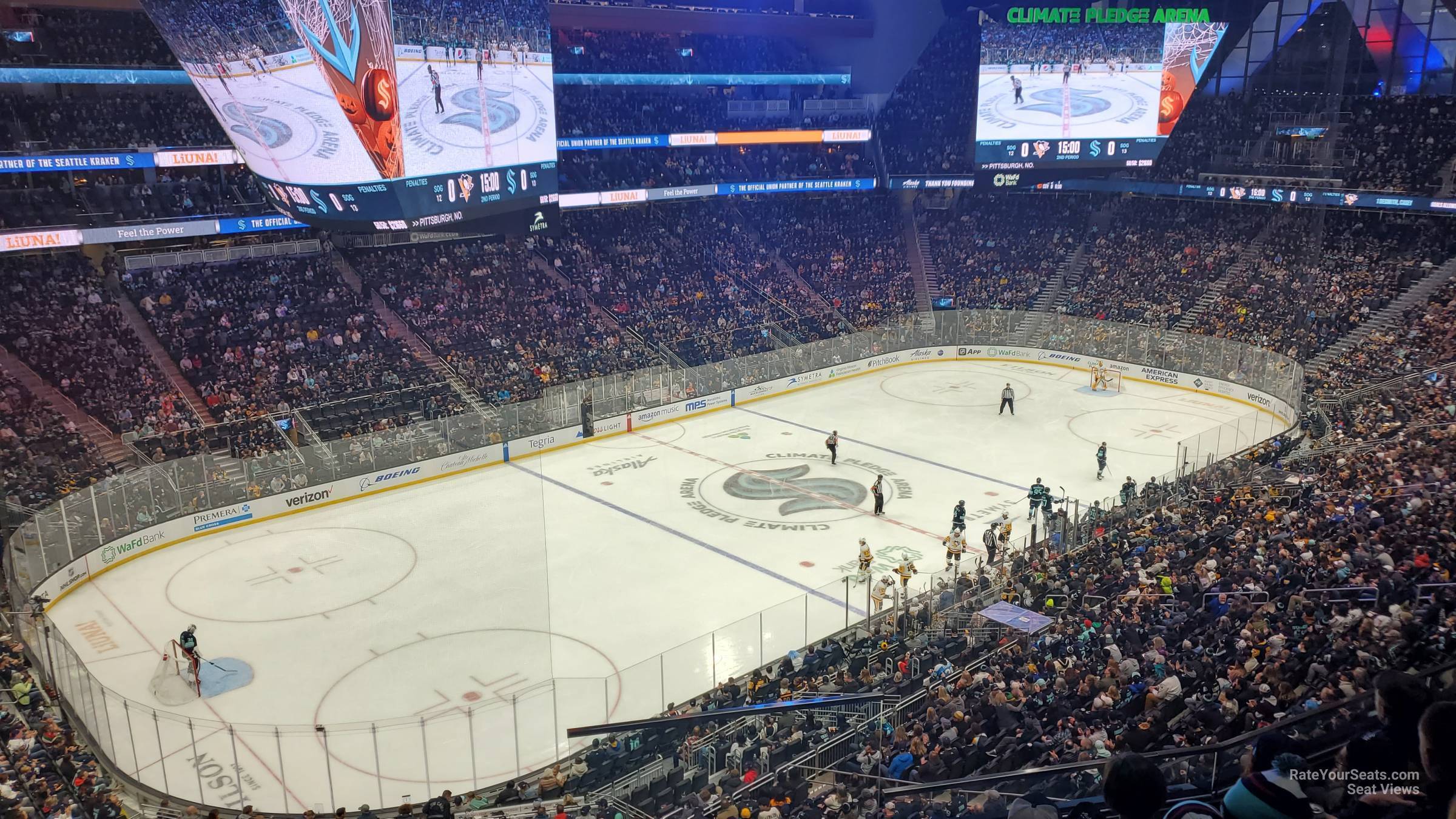 section 104, row bar seat view  for hockey - climate pledge arena