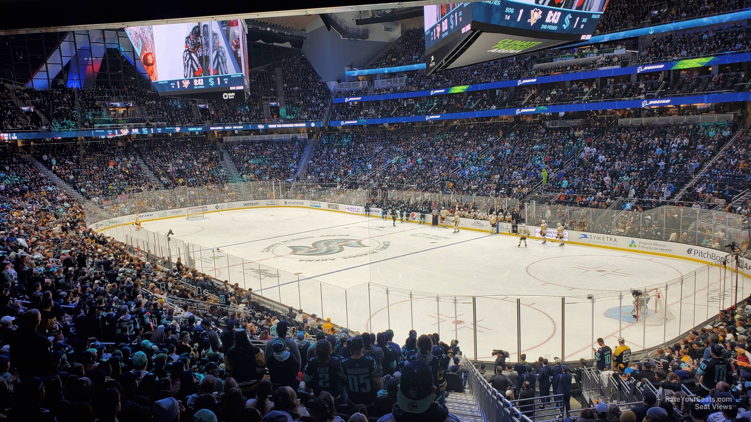 section 11, row bar seat view  for hockey - climate pledge arena