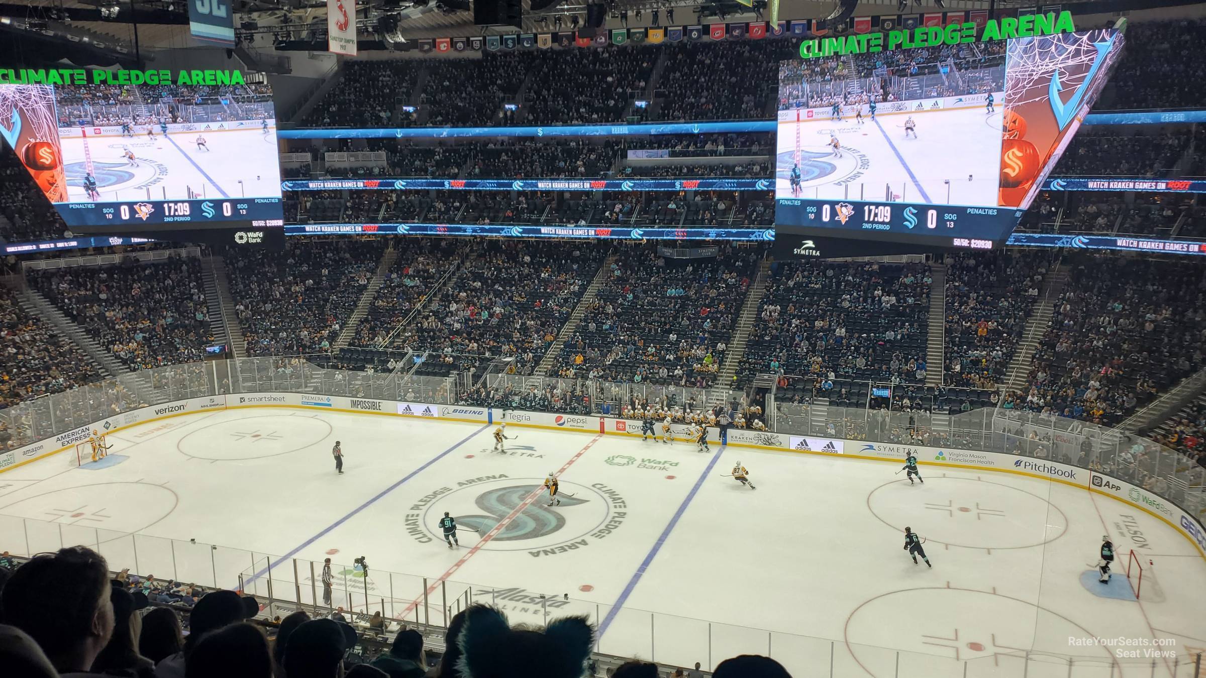 section 113, row bar seat view  for hockey - climate pledge arena