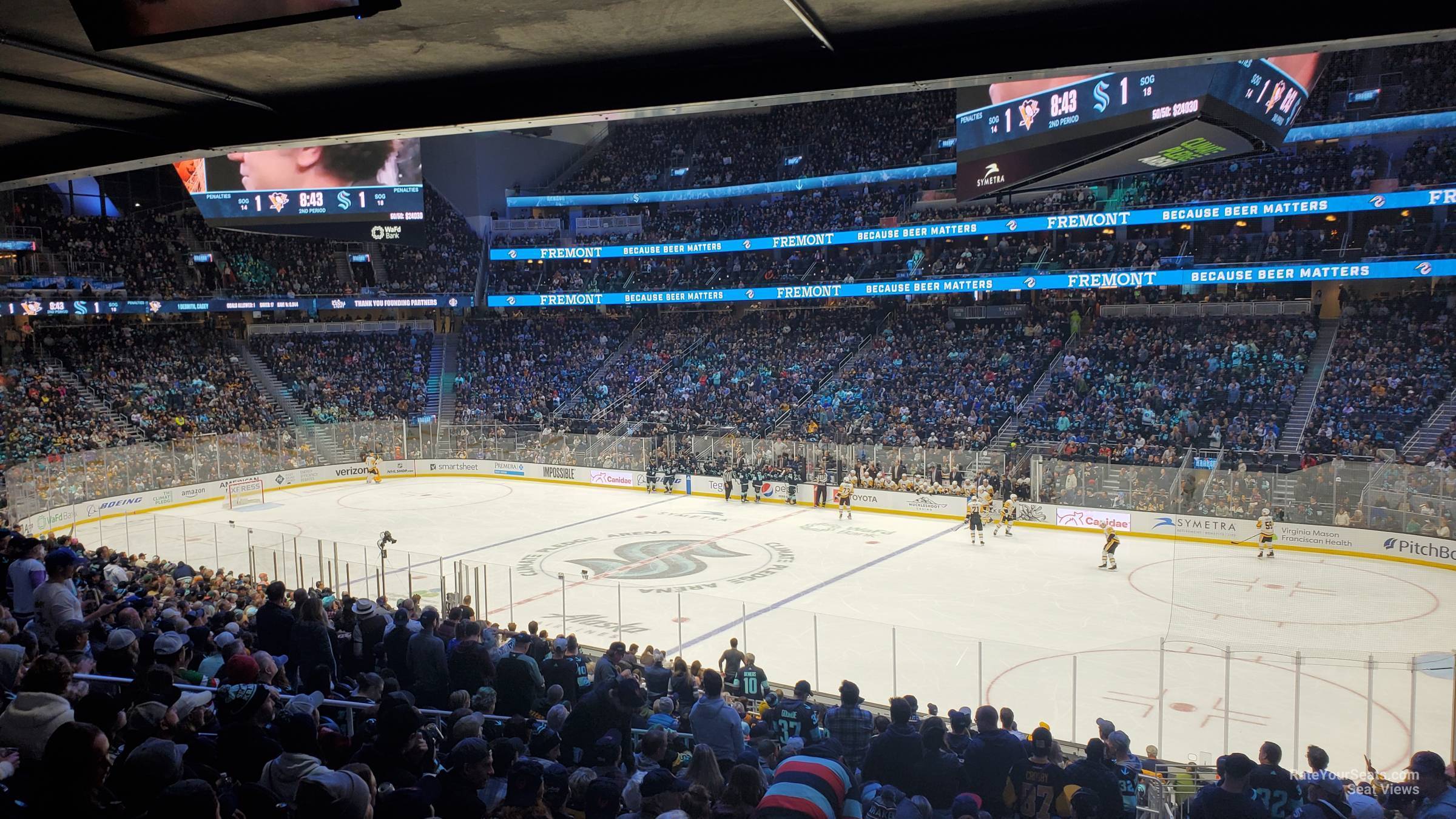 section 12, row bar seat view  for hockey - climate pledge arena