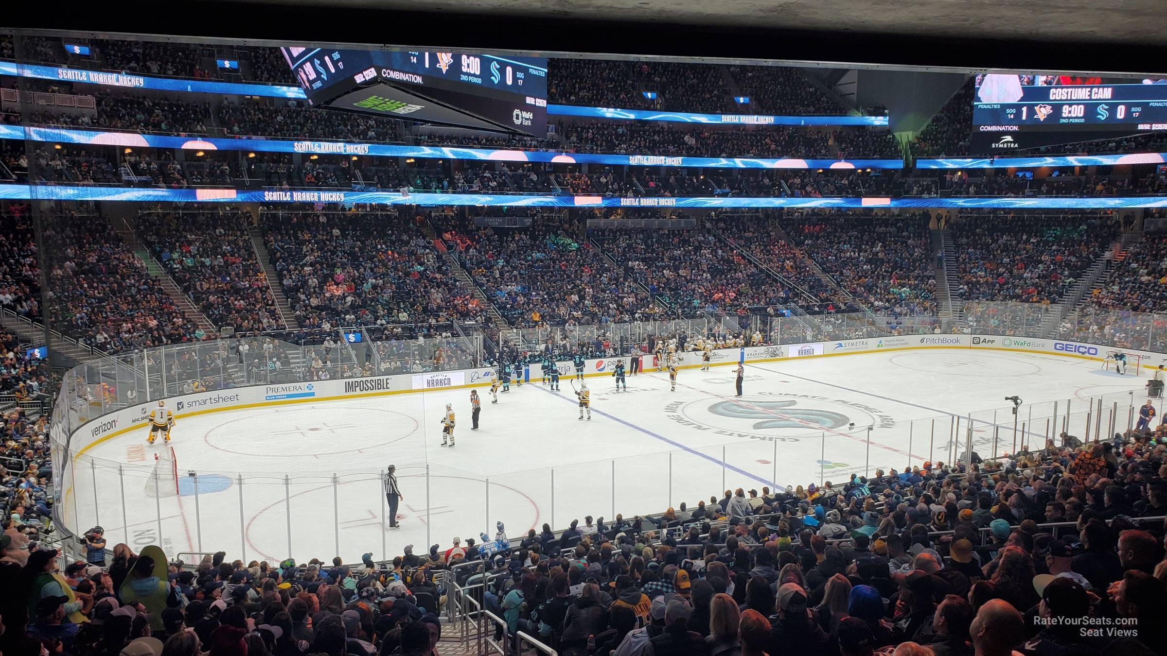 section 17, row bar seat view  for hockey - climate pledge arena