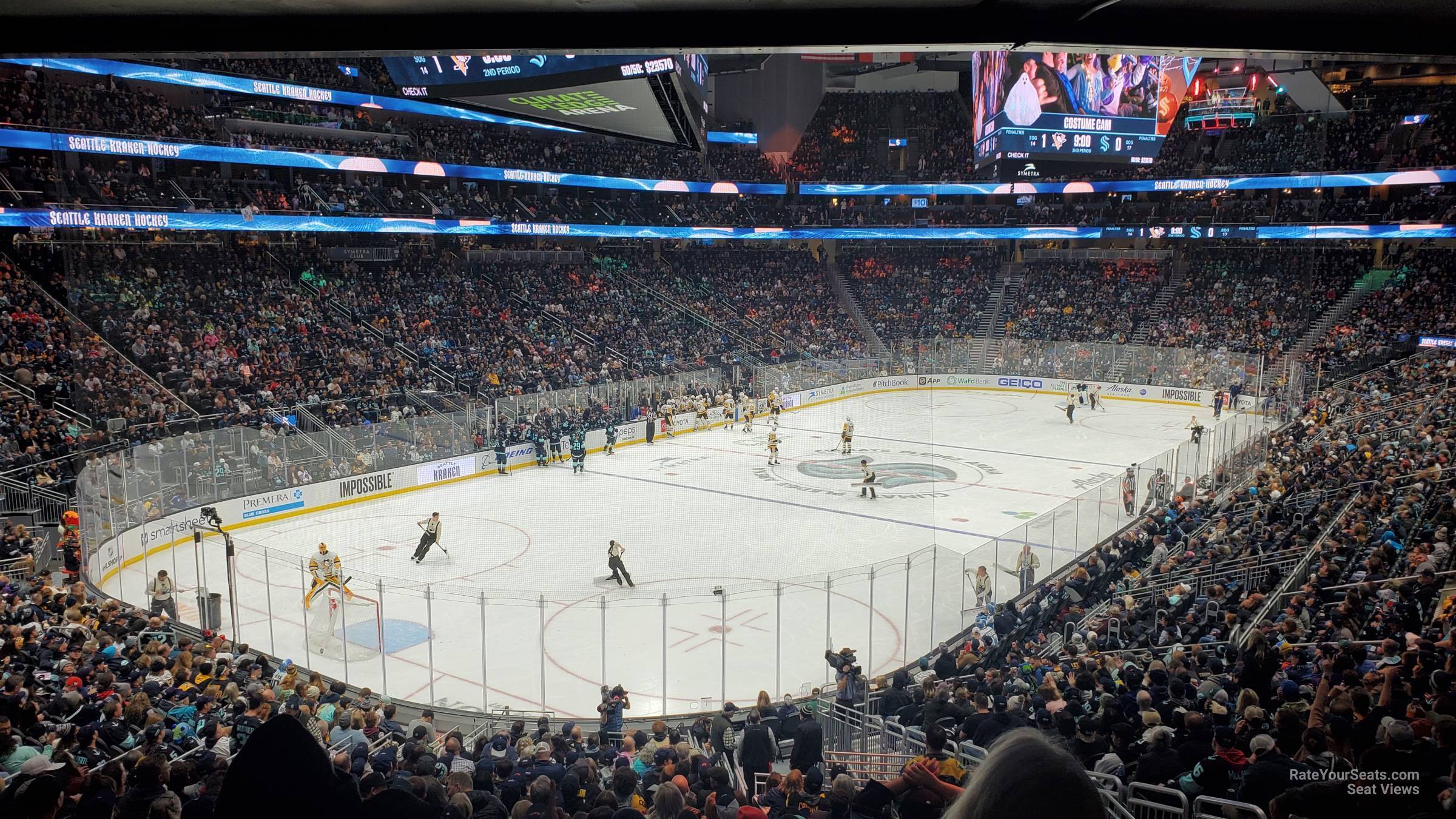 section 19, row bar seat view  for hockey - climate pledge arena