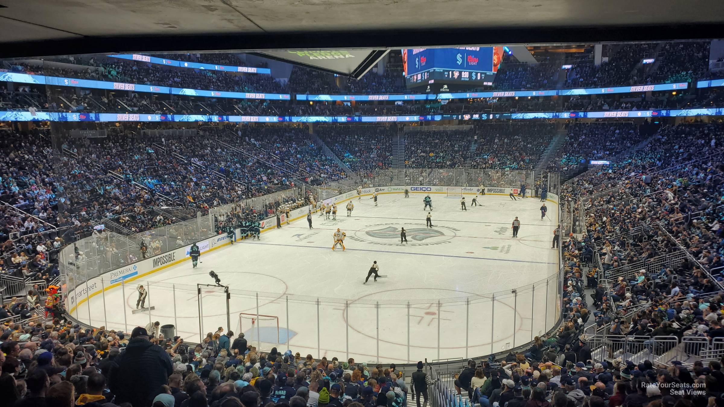 section 20, row bar seat view  for hockey - climate pledge arena