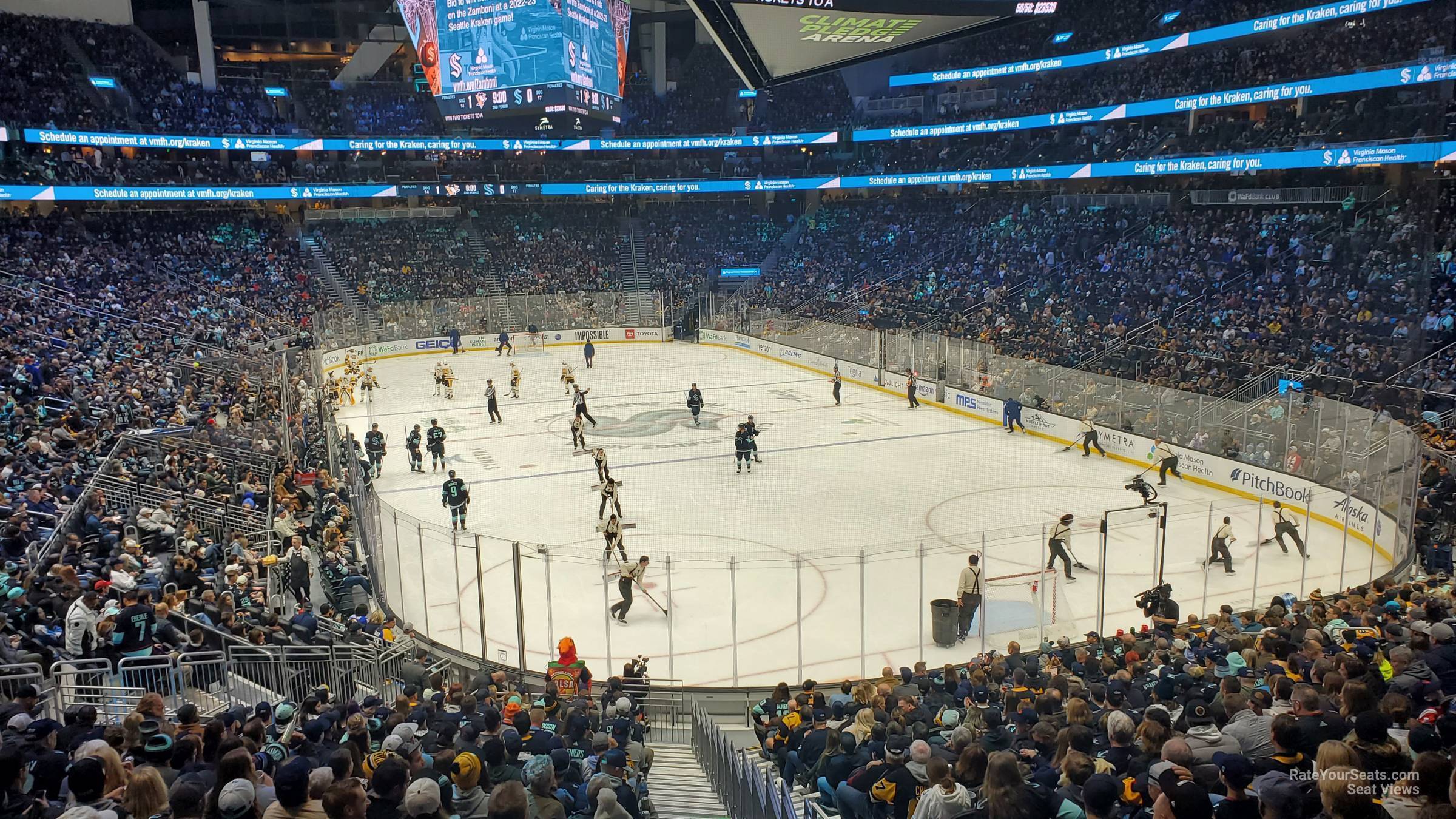section 22, row bar seat view  for hockey - climate pledge arena