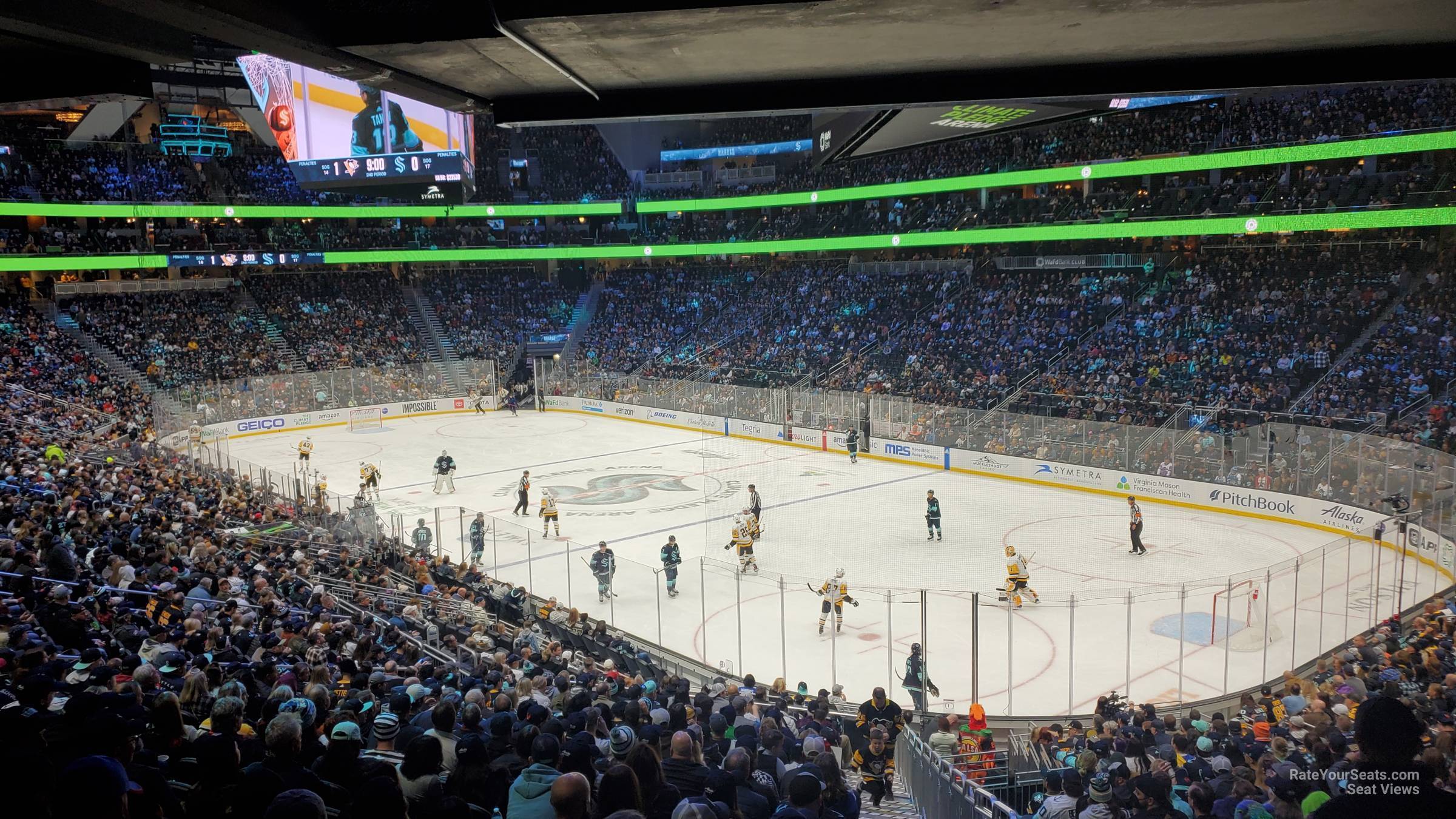 section 24, row bar seat view  for hockey - climate pledge arena