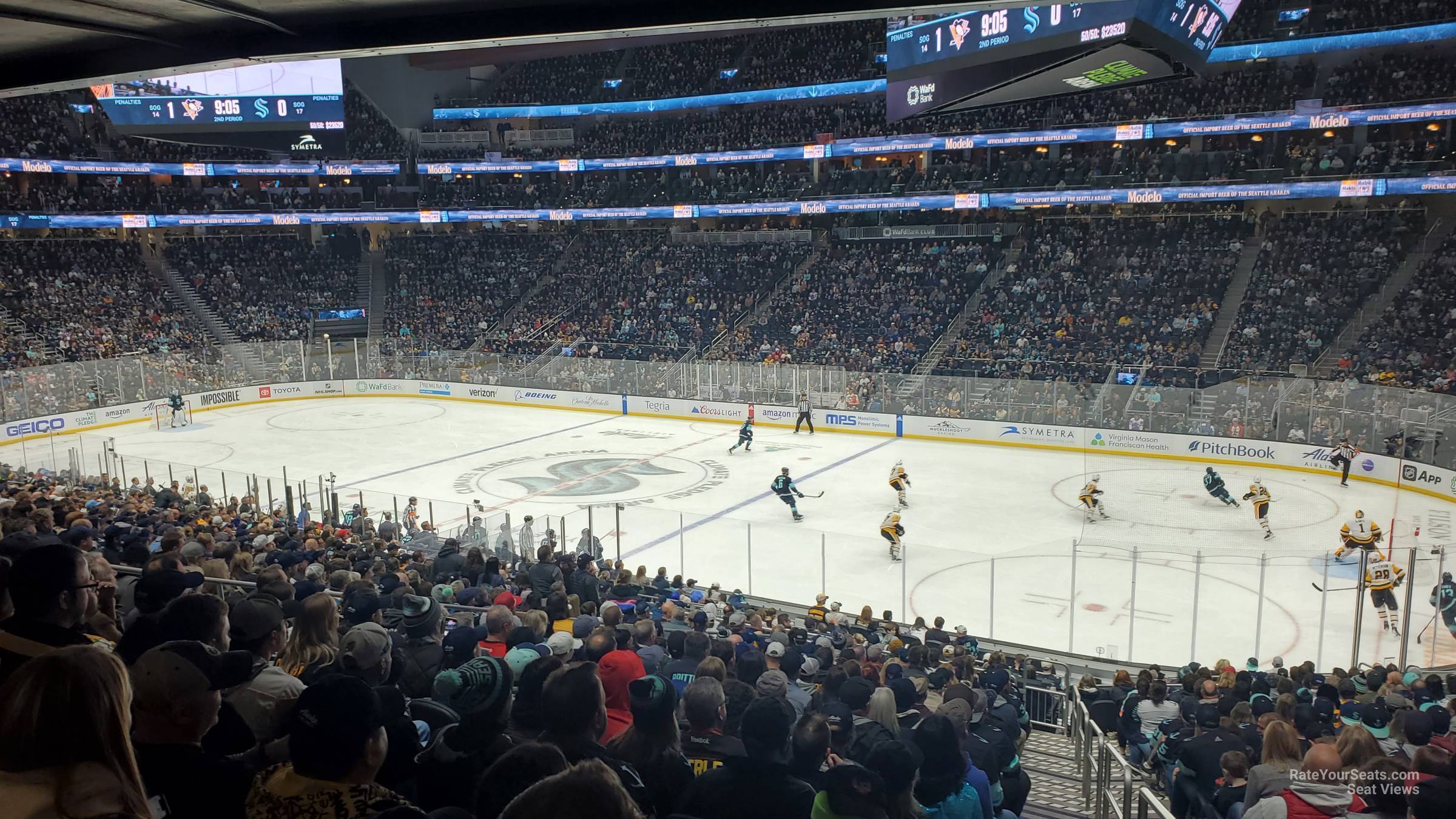section 25, row bar seat view  for hockey - climate pledge arena