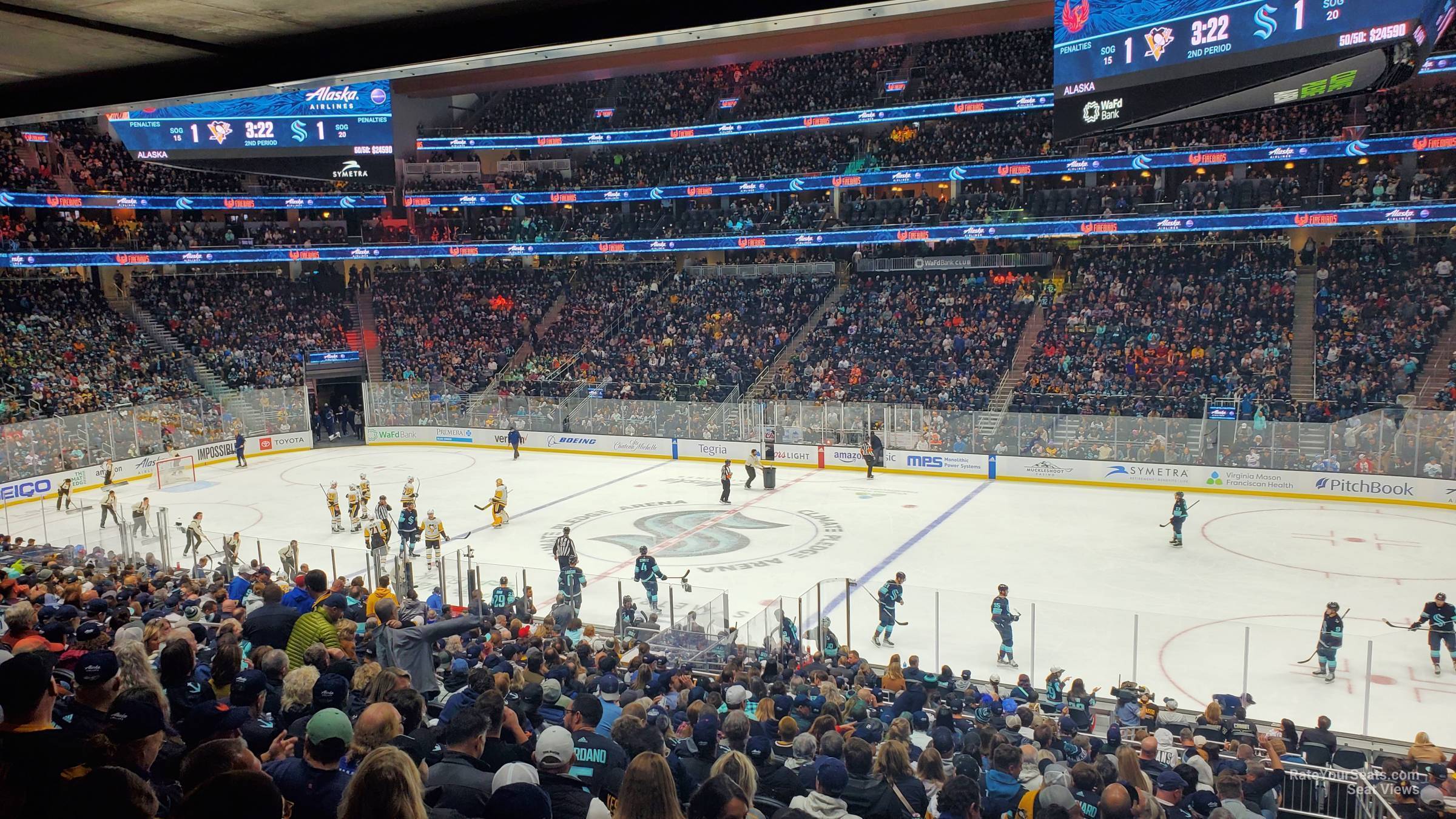 club 26, row bar seat view  for hockey - climate pledge arena