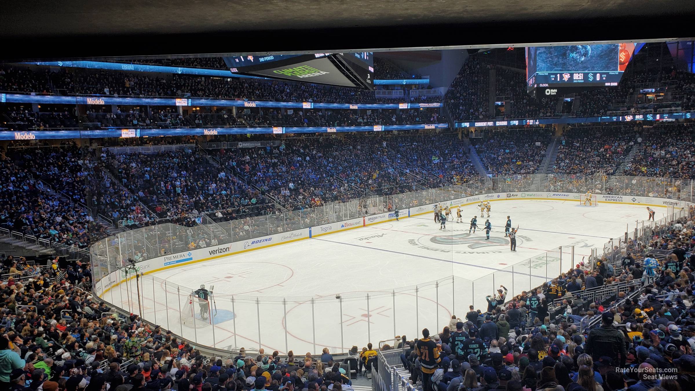 section 6, row bar seat view  for hockey - climate pledge arena