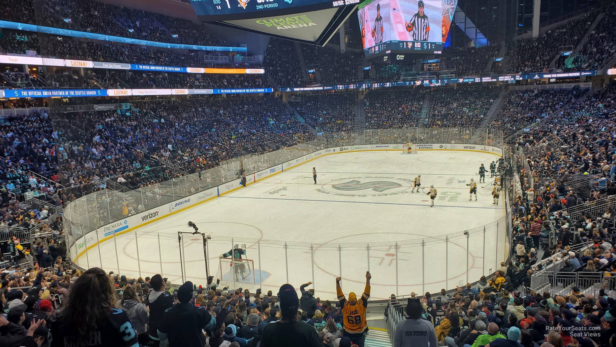 section 7, row bar seat view  for hockey - climate pledge arena
