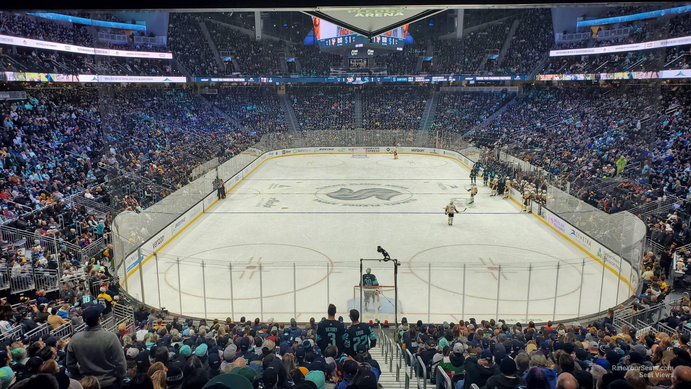 section 8, row bar seat view  for hockey - climate pledge arena