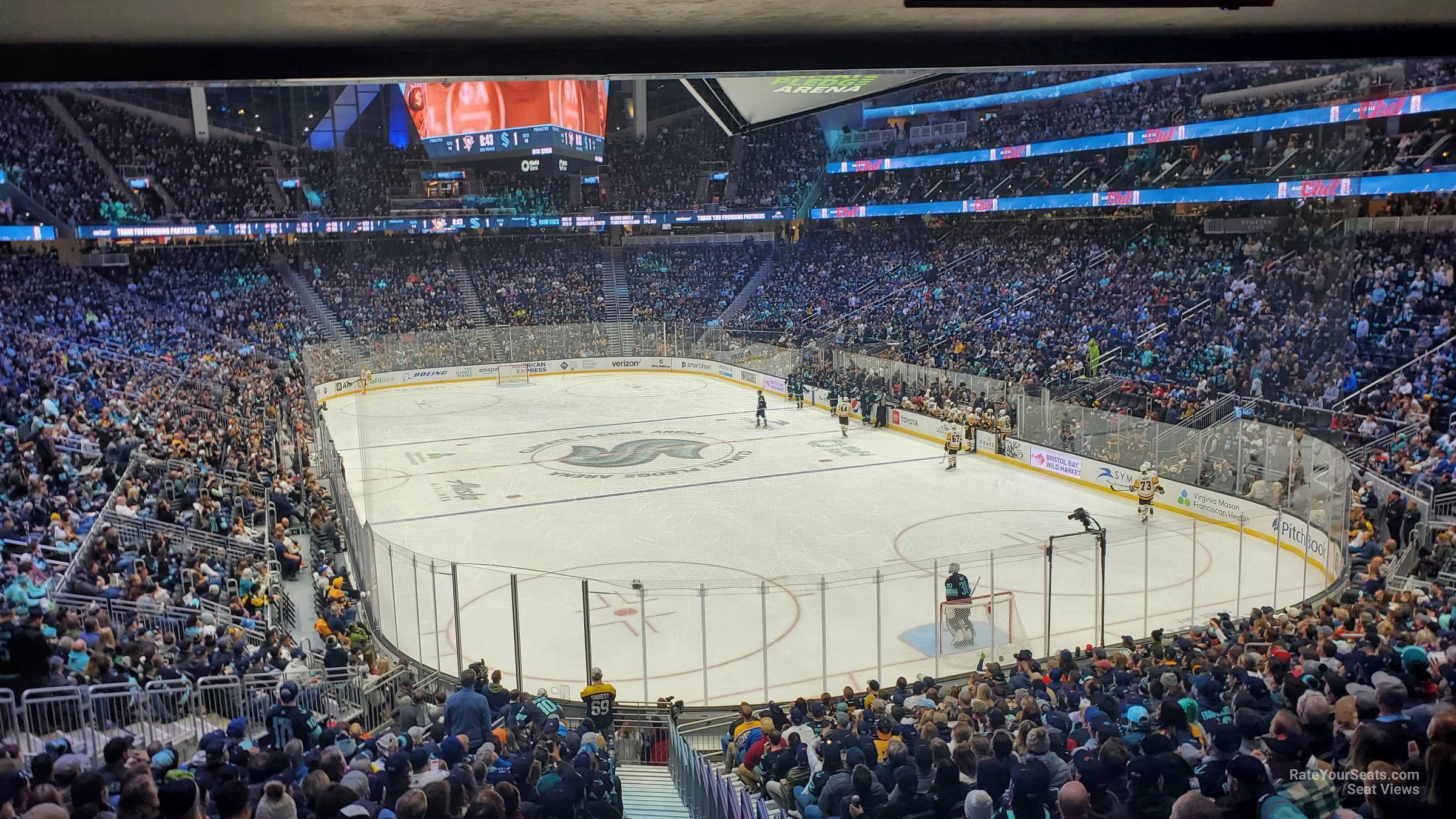 section 9, row bar seat view  for hockey - climate pledge arena