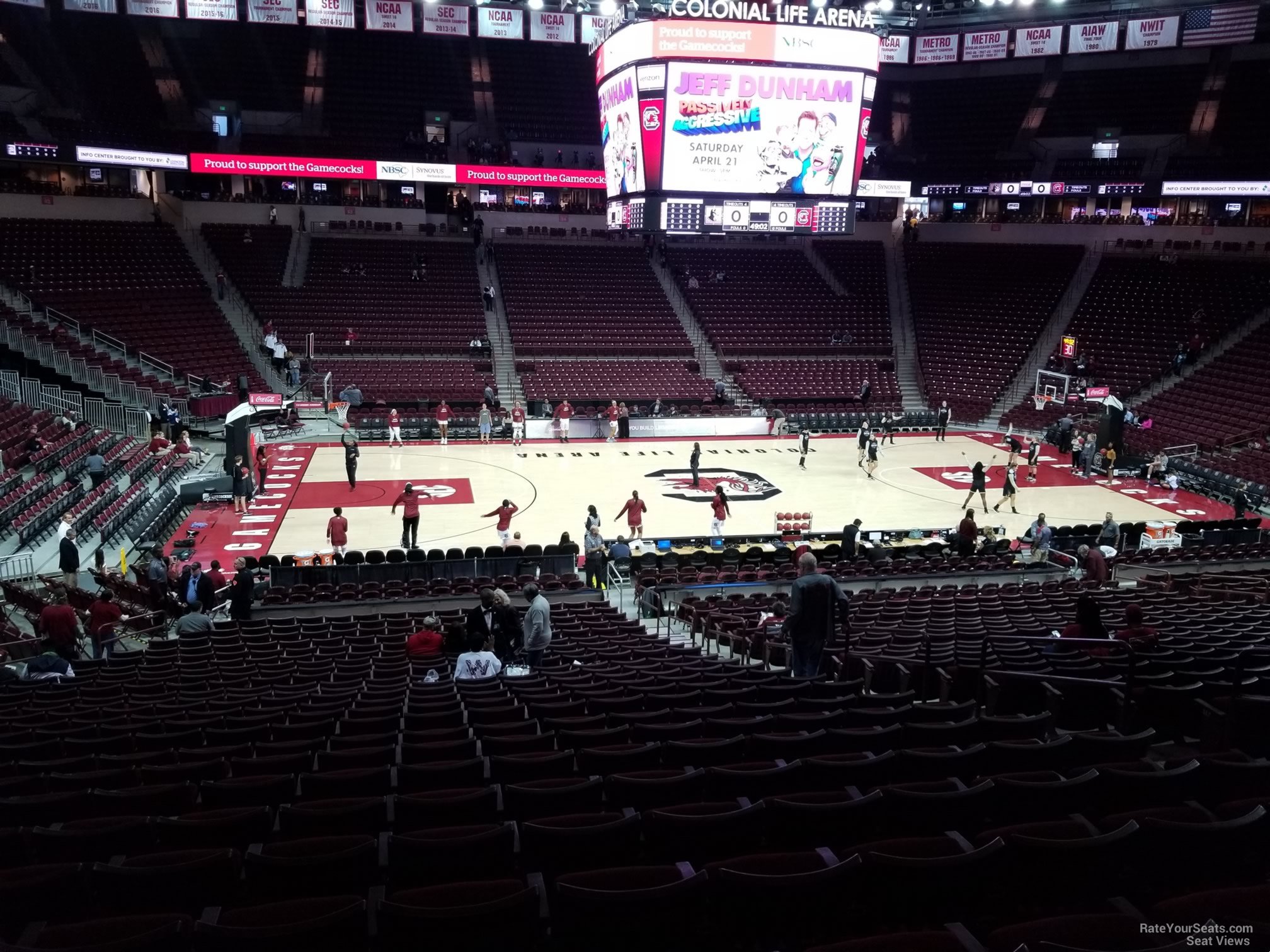 section 106, row 25 seat view  for basketball - colonial life arena