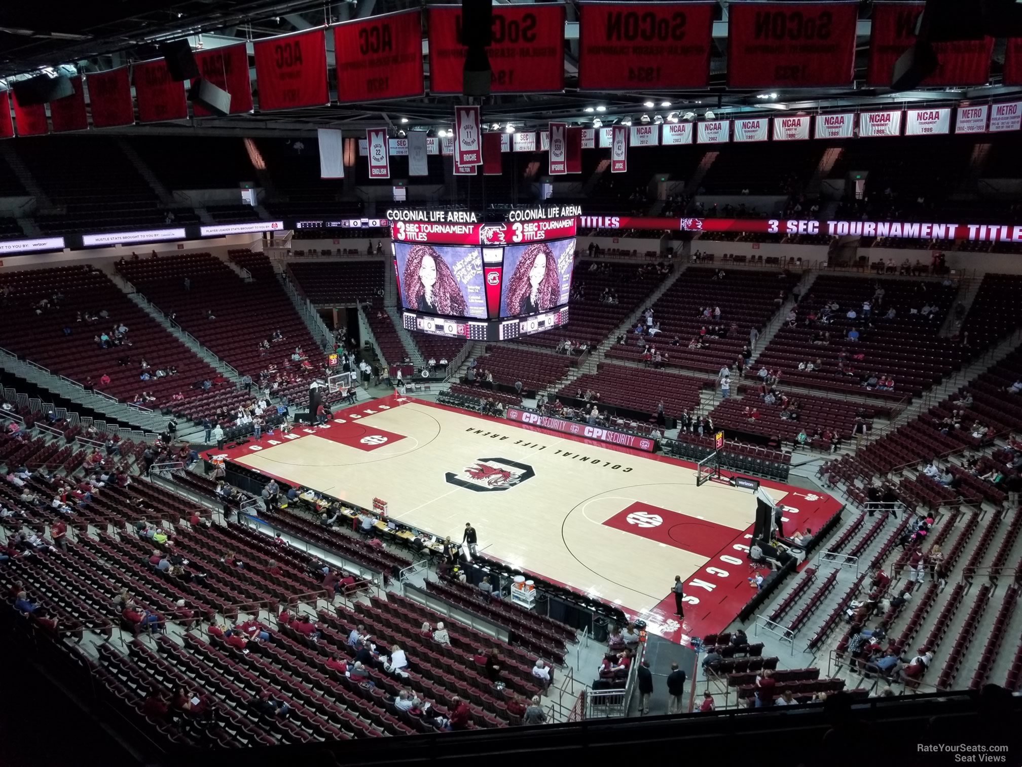 section 205, row 7 seat view  for basketball - colonial life arena