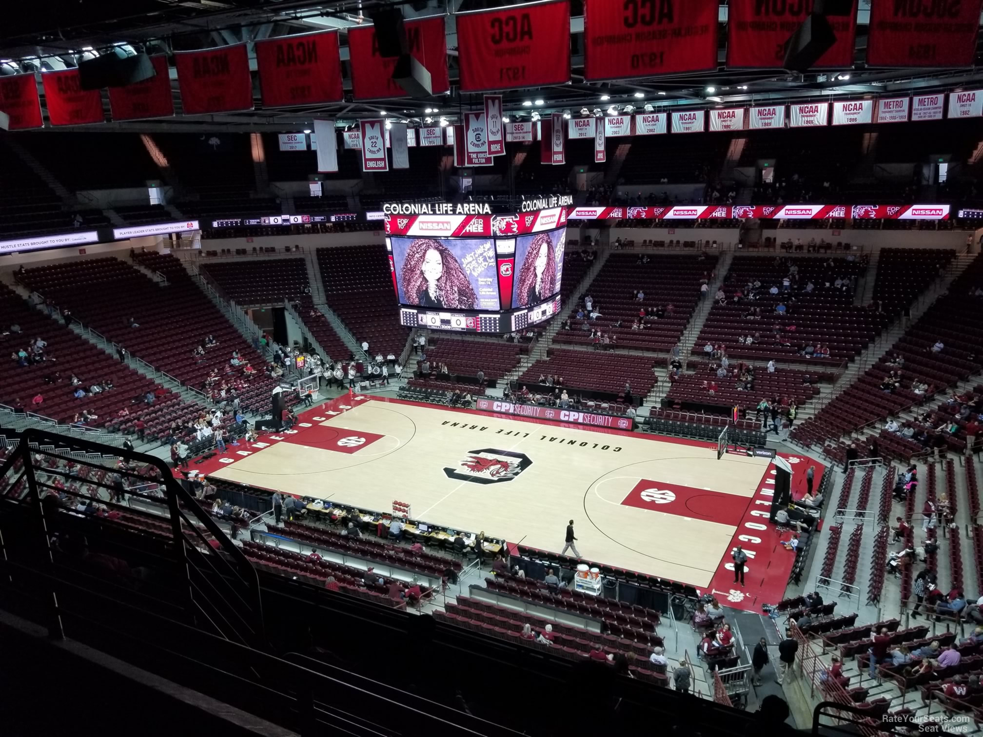section 206, row 7 seat view  for basketball - colonial life arena