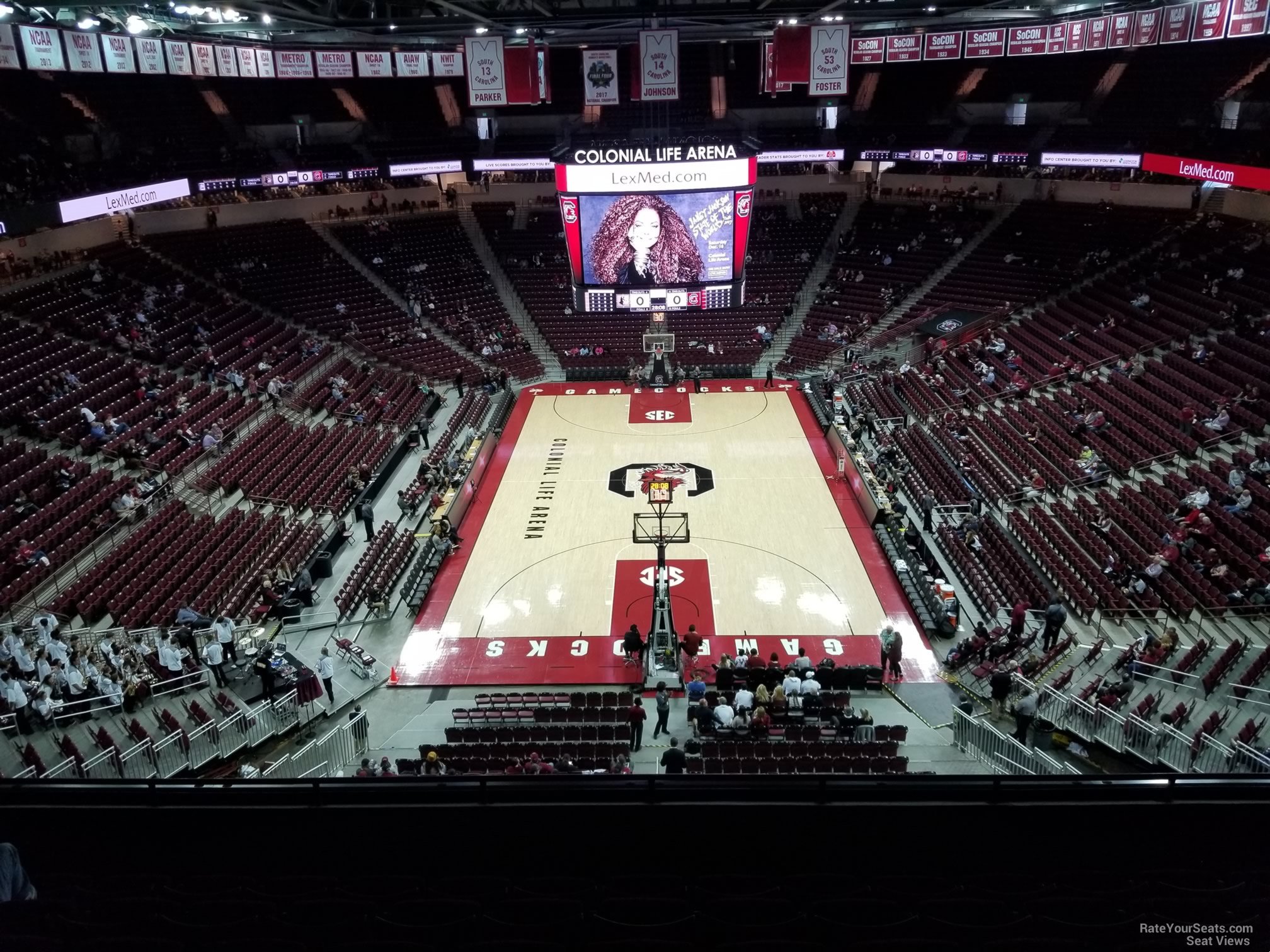 section 215, row 7 seat view  for basketball - colonial life arena