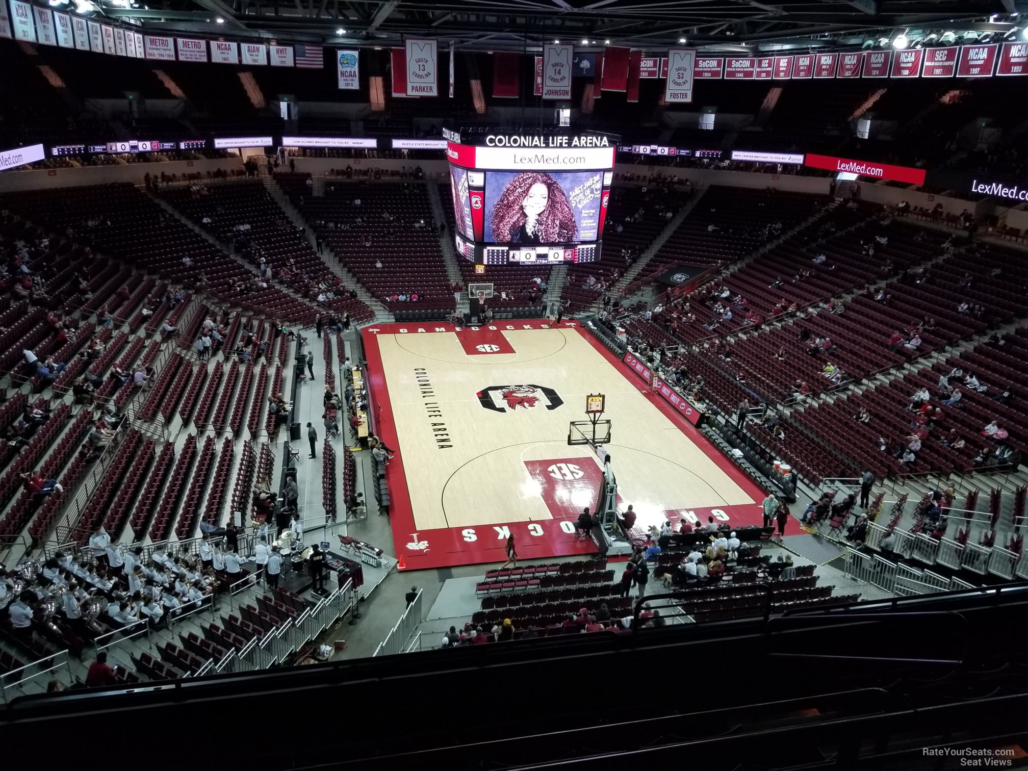section 216, row 7 seat view  for basketball - colonial life arena