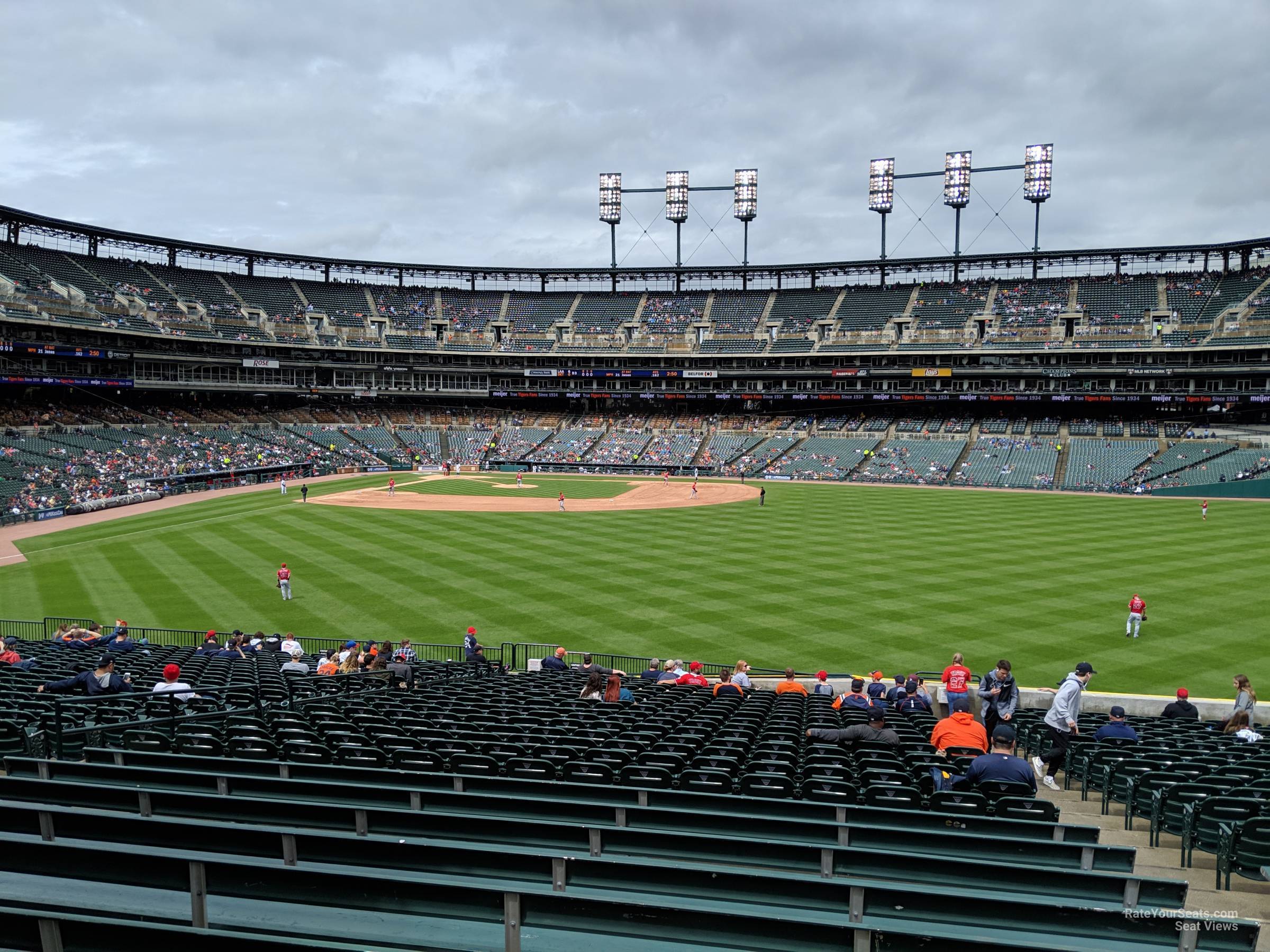 section 103, row v seat view  for baseball - comerica park