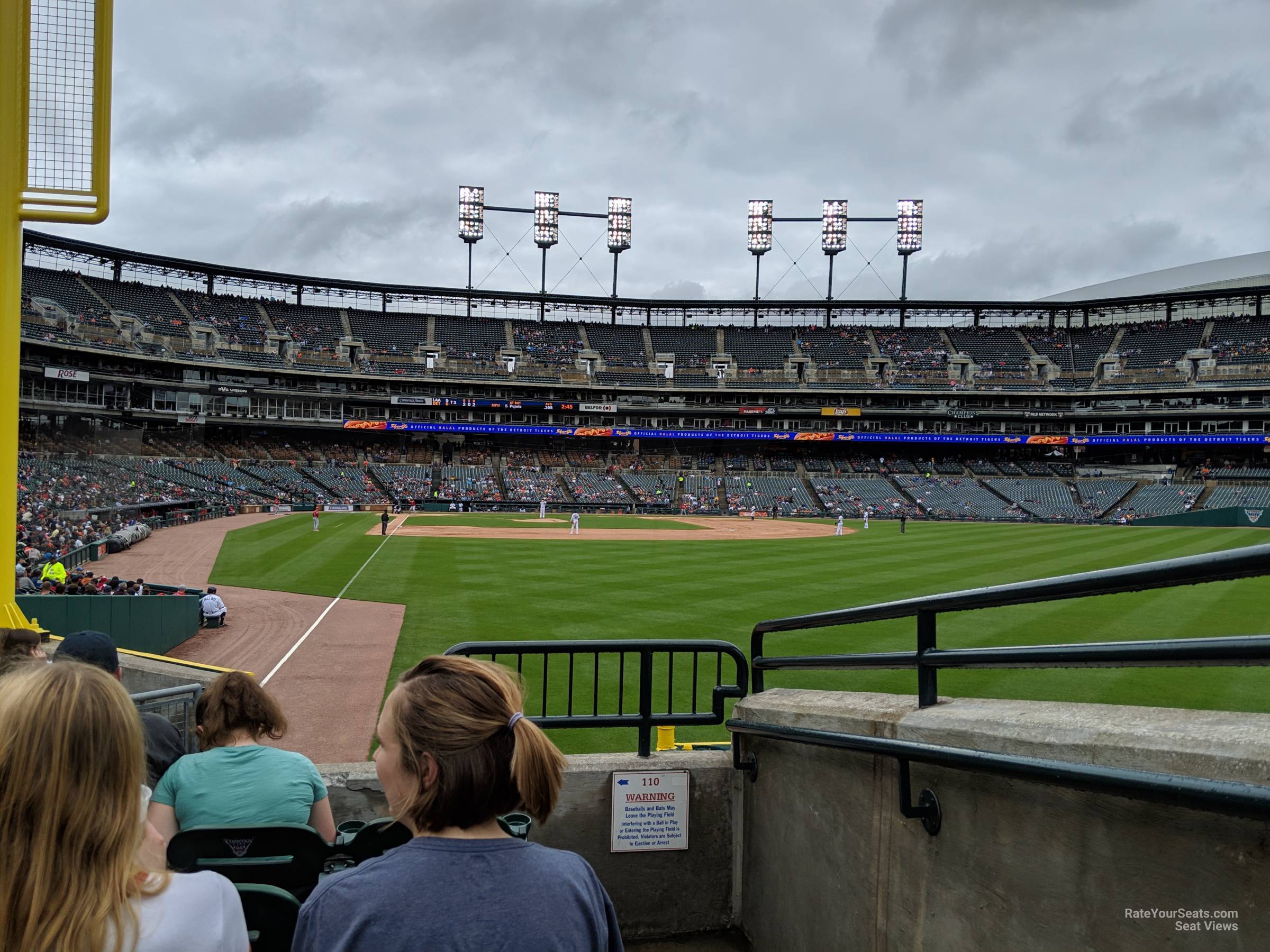 section 110, row 25 seat view  for baseball - comerica park